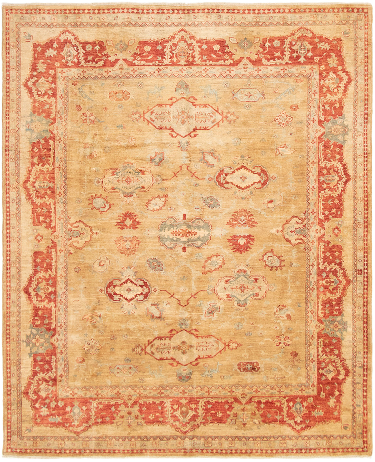 Hand-knotted Chobi Finest Beige Wool Rug 7'10" x 9'10" Size: 7'10" x 9'10"  