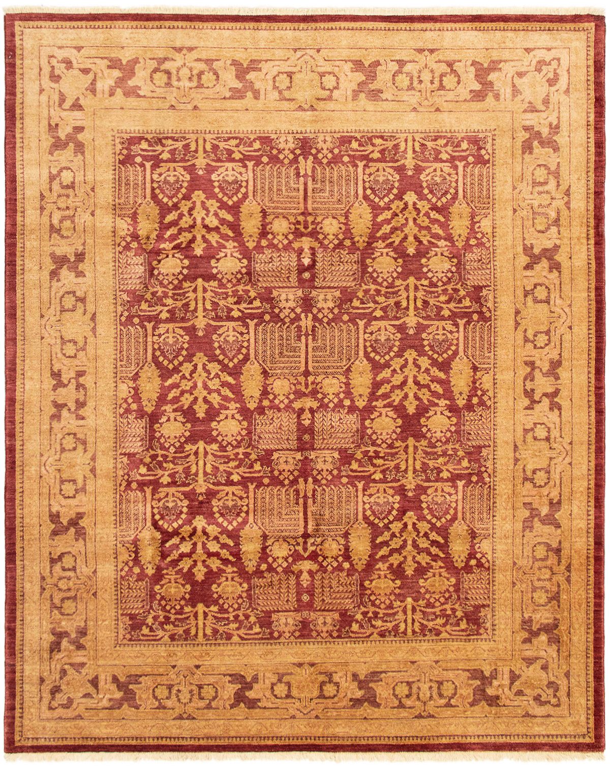 Hand-knotted Peshawar Oushak Burgundy Wool Rug 8'1" x 10'0" Size: 8'1" x 10'0"  