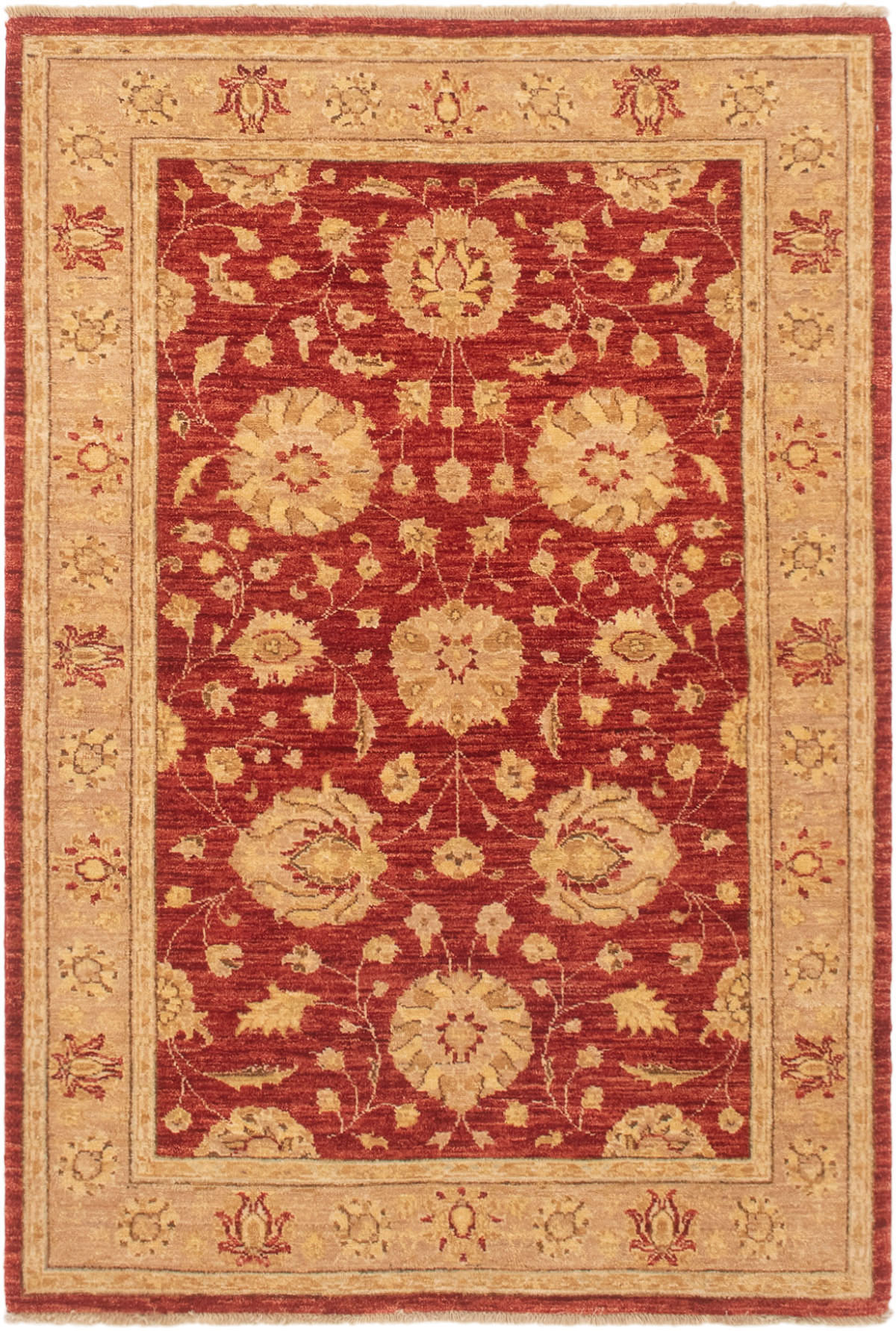 Hand-knotted Chobi Finest Red Wool Rug 4'3" x 6'3" Size: 4'3" x 6'3"  
