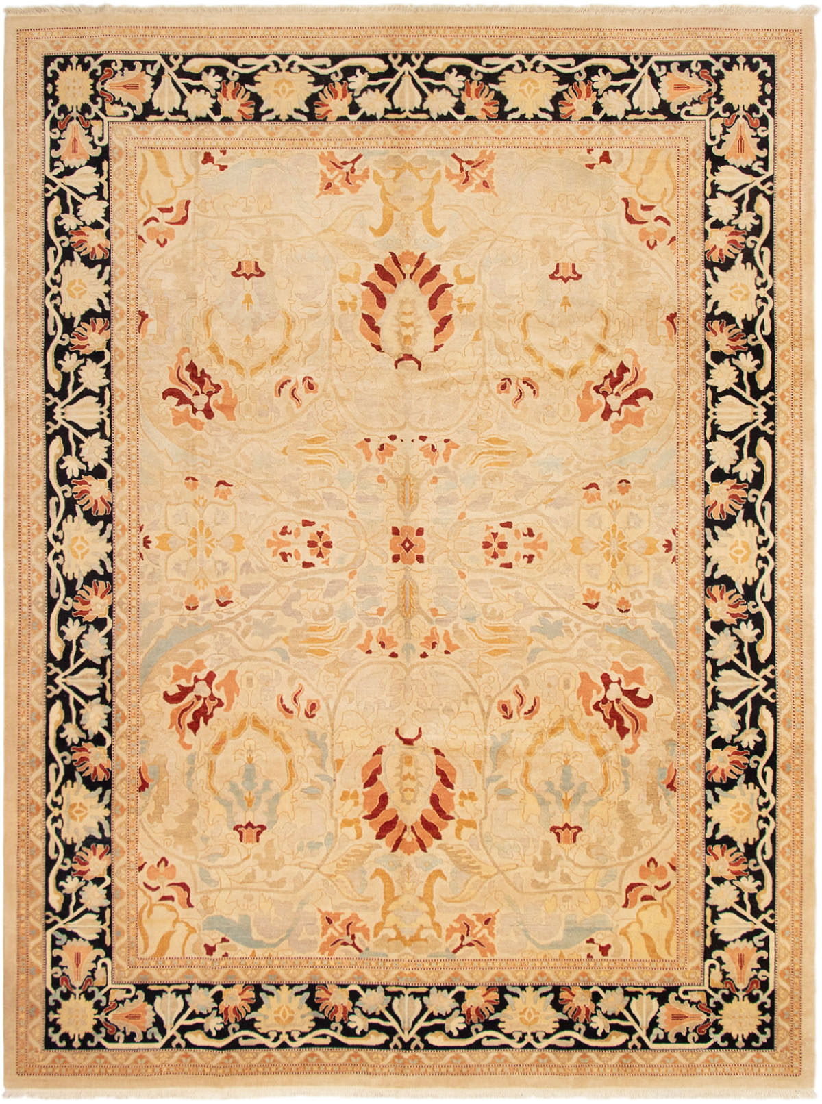Hand-knotted Peshawar Finest Ivory Wool Rug 9'2" x 12'1" Size: 9'2" x 12'1"  