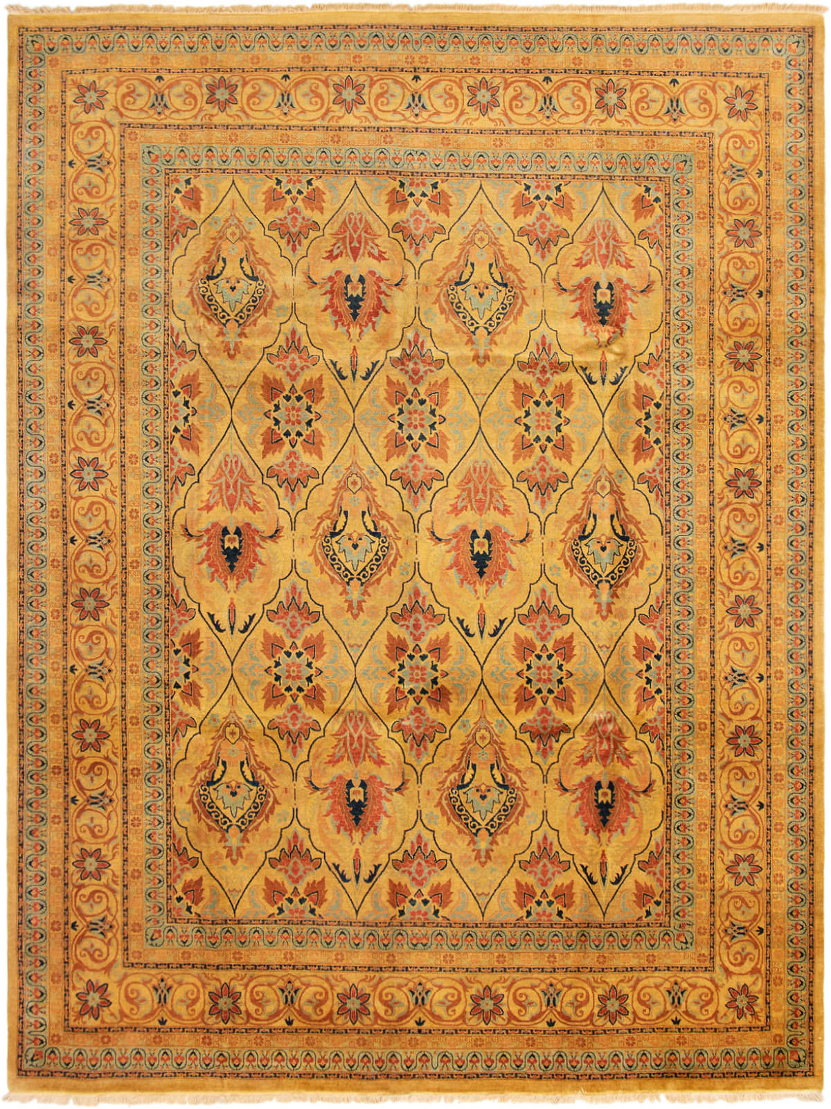 Hand-knotted Pako Persian 18/20 Dark Gold Wool Rug 9'2" x 12'1" Size: 9'2" x 12'1"  