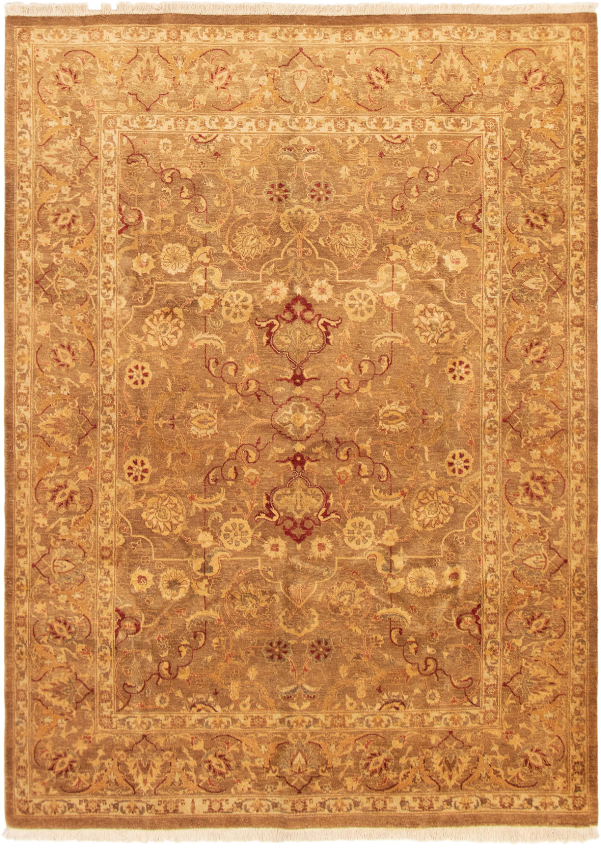 Hand-knotted Peshawar Oushak Brown Wool Rug 6'2" x 8'5" Size: 6'2" x 8'5"  