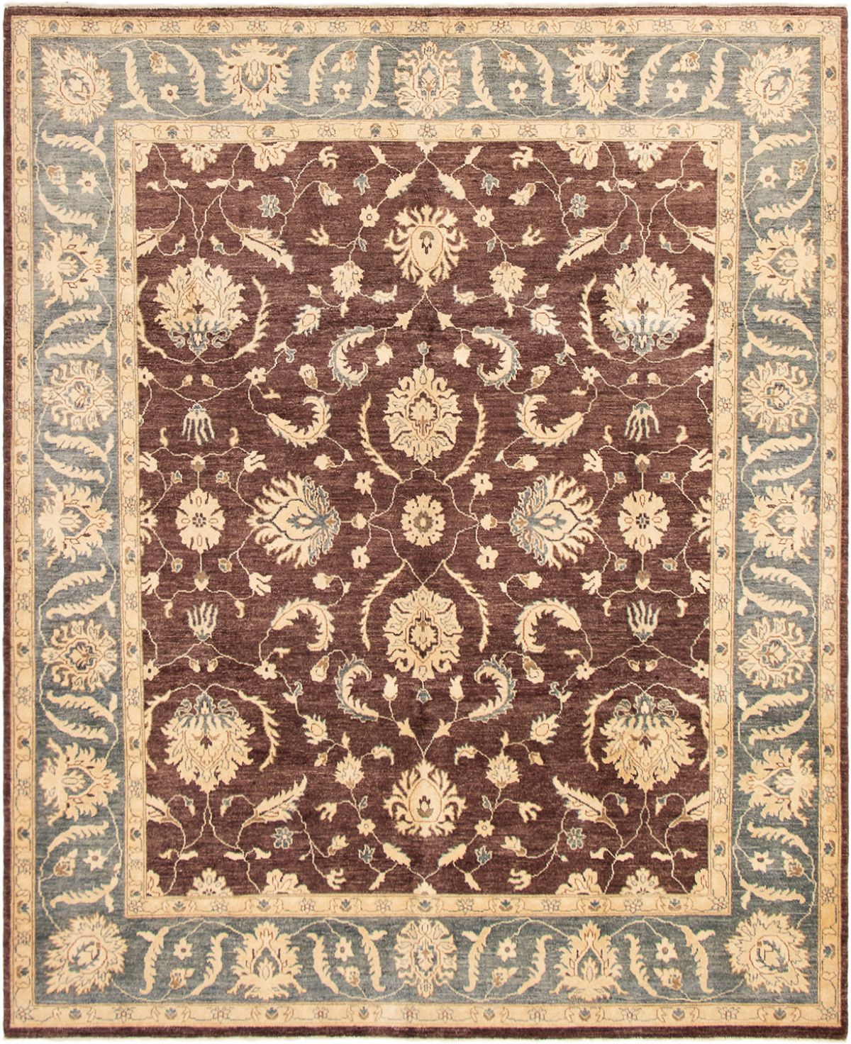 Hand-knotted Peshawar Finest Dark Brown Wool Rug 8'2" x 10'0" Size: 8'2" x 10'0"  