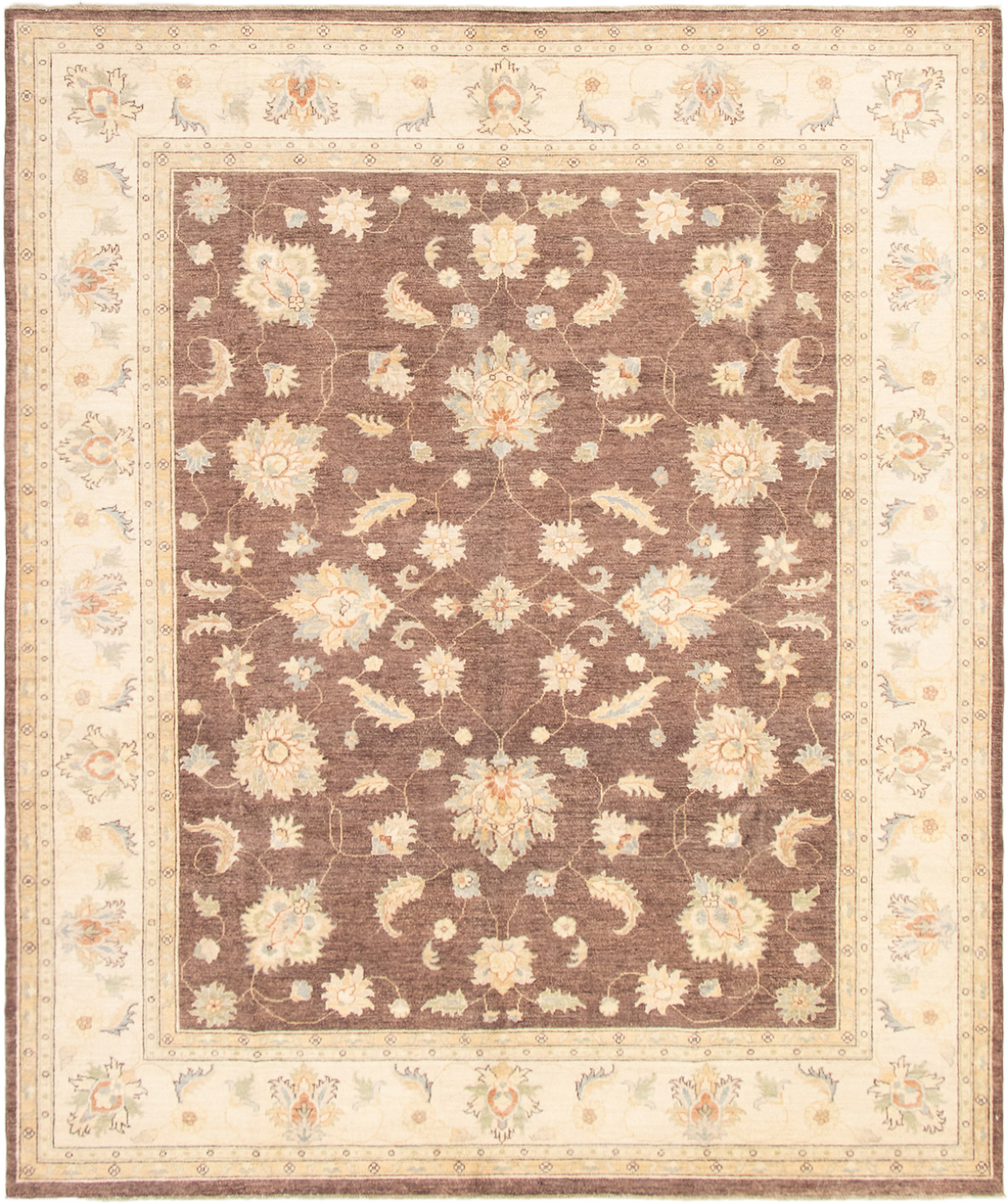 Hand-knotted Peshawar Finest Dark Brown Wool Rug 8'4" x 9'10" Size: 8'4" x 9'10"  