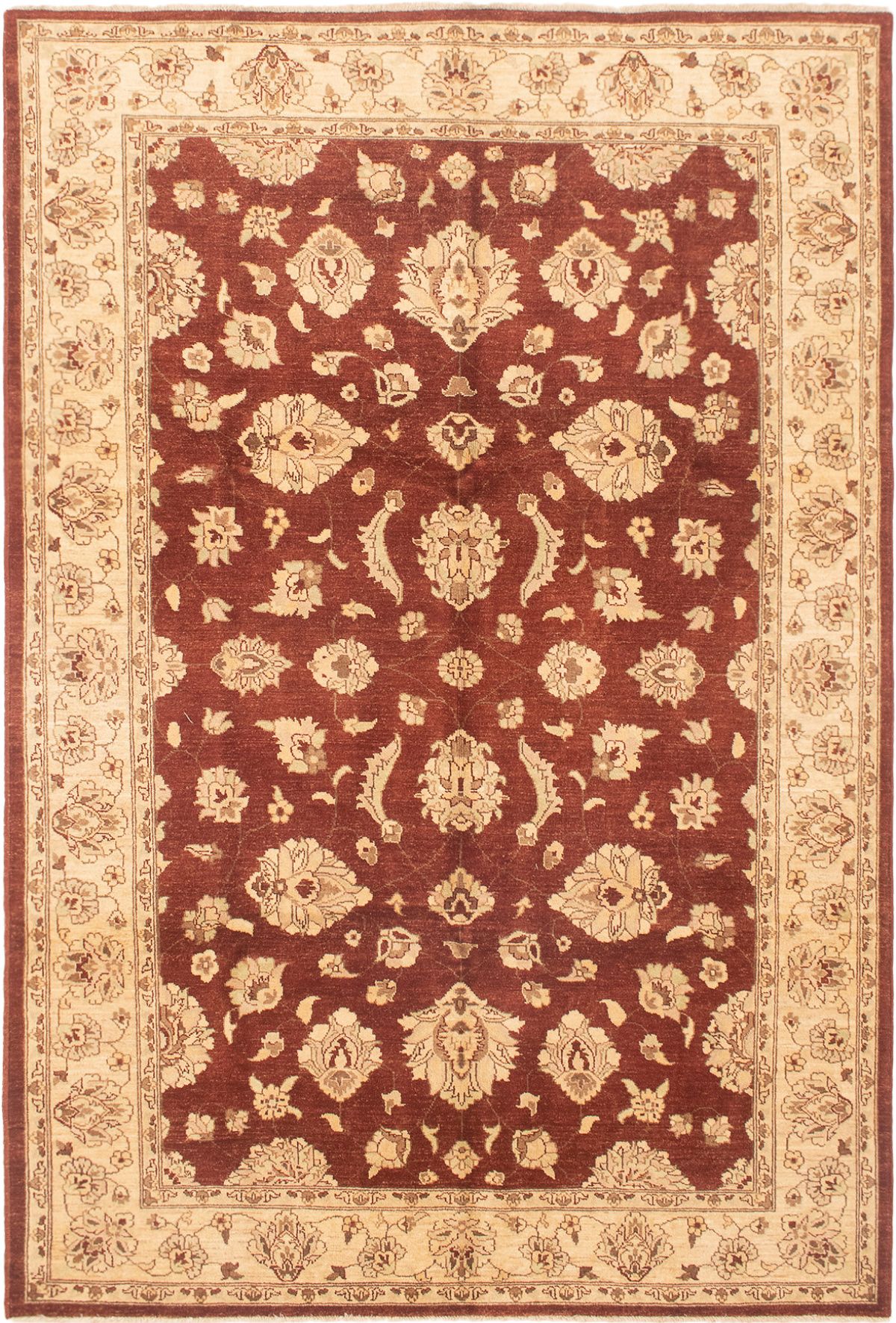 Hand-knotted Peshawar Finest Dark Red Wool Rug 6'7" x 9'9" Size: 6'7" x 9'9"  