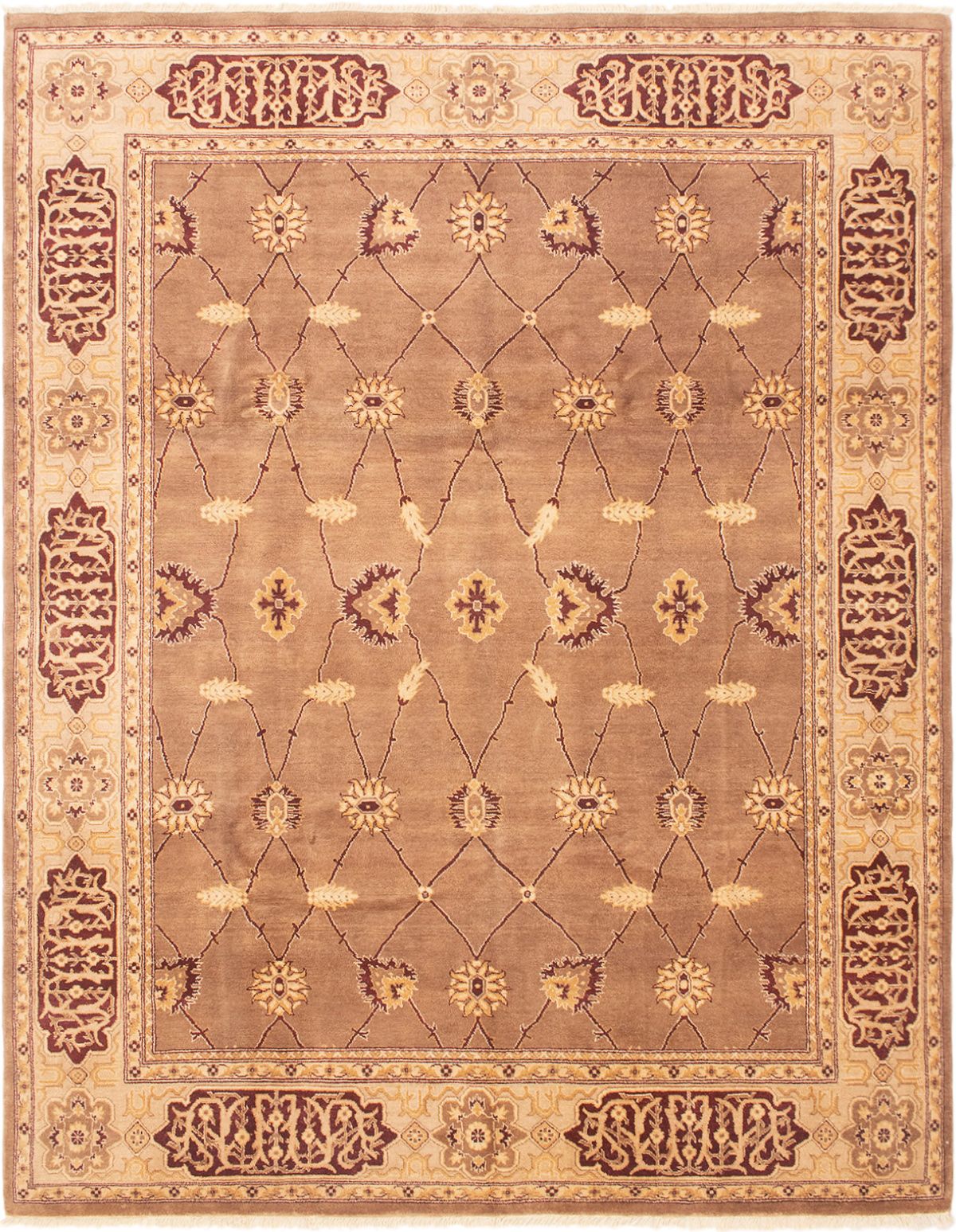 Hand-knotted Peshawar Finest Tan Wool Rug 8'1" x 10'2" Size: 8'1" x 10'2"  