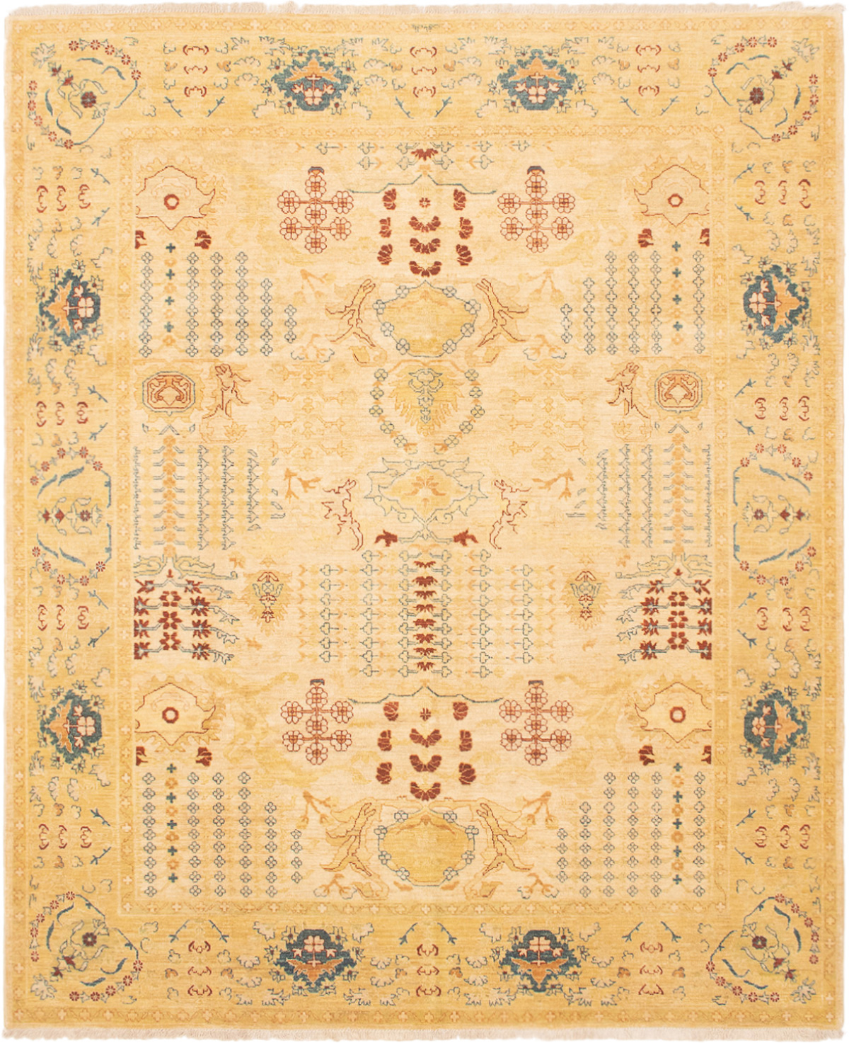 Hand-knotted Peshawar Finest Cream Wool Rug 8'2" x 10'0"  Size: 8'2" x 10'0"  