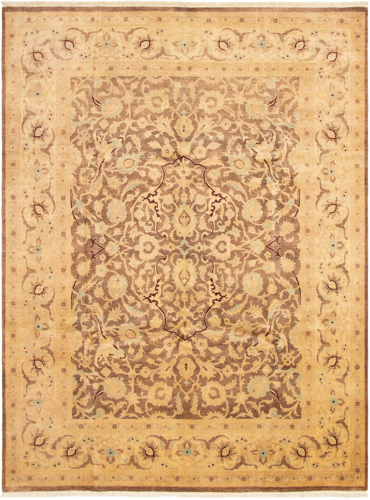 Hand-knotted Peshawar Oushak Brown Wool Rug 8'10" x 11'10" Size: 8'10" x 11'10"  