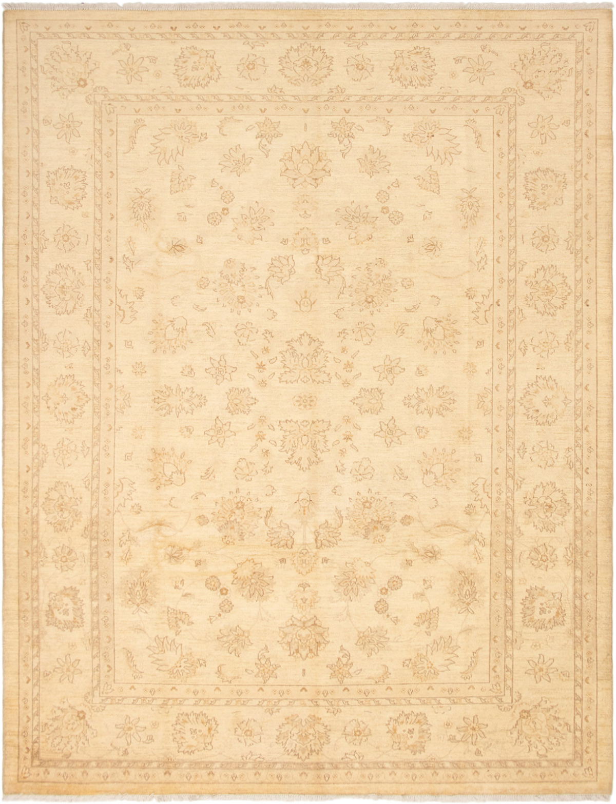 Hand-knotted Peshawar Finest Cream Wool Rug 9'0" x 11'8" Size: 9'0" x 11'8"  
