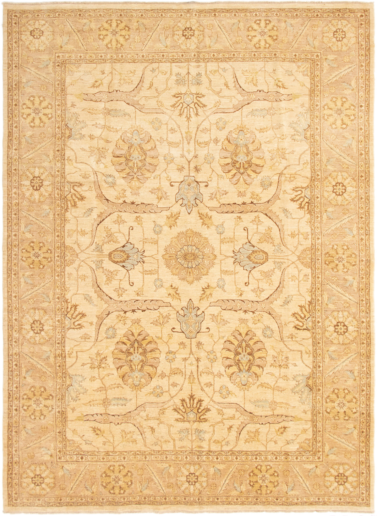 Hand-knotted Peshawar Finest Cream Wool Rug 9'2" x 12'6" Size: 9'2" x 12'6"  