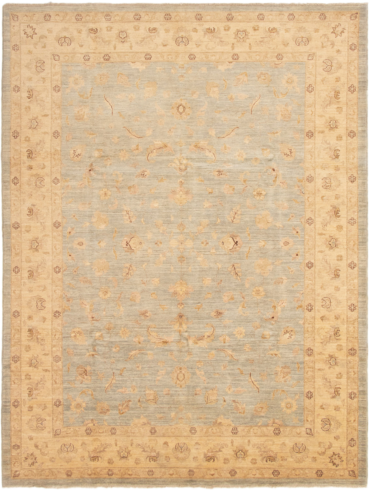 Hand-knotted Peshawar Finest Grey Wool Rug 9'0" x 11'10" Size: 9'0" x 11'10"  