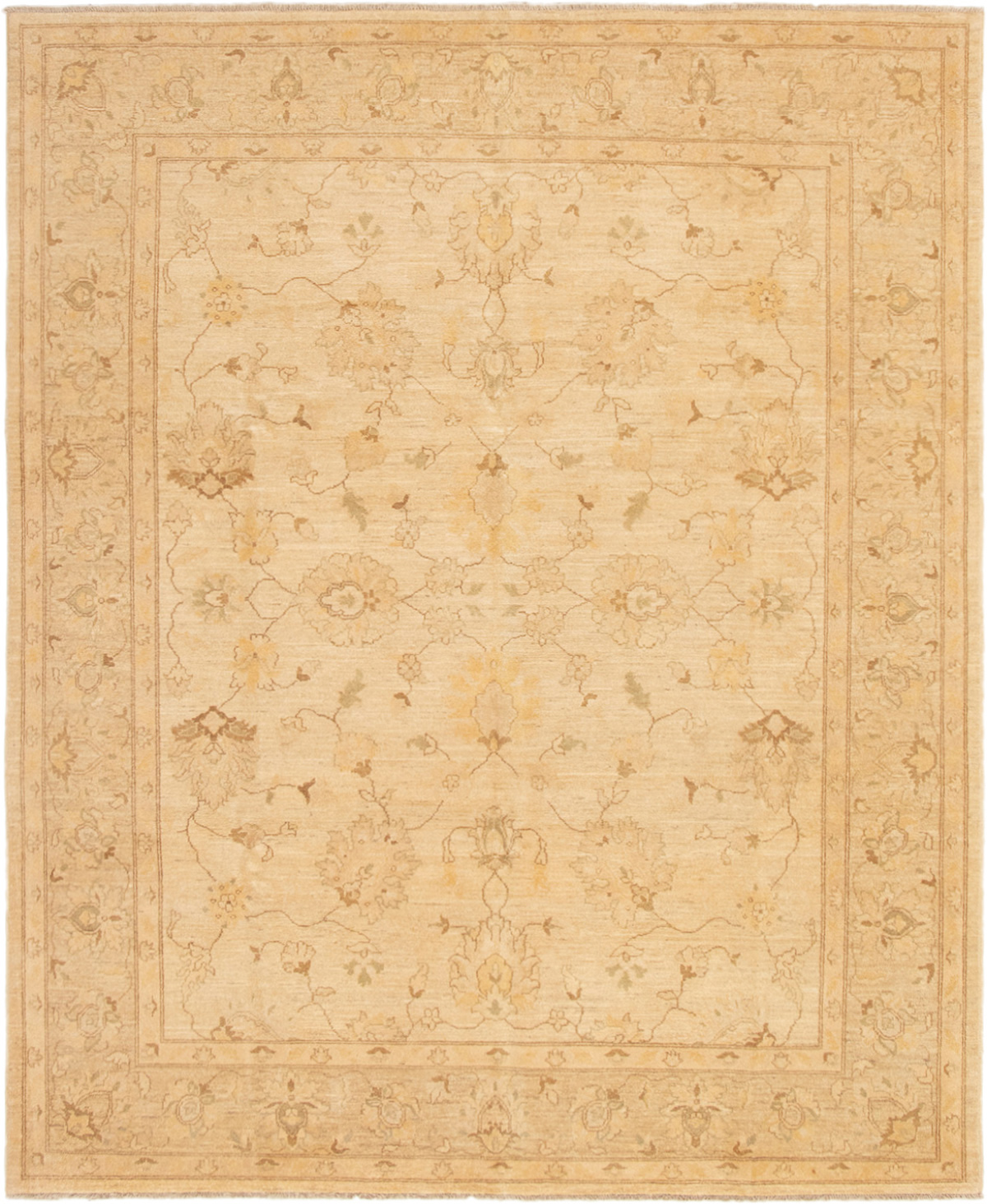 Hand-knotted Peshawar Finest Ivory Wool Rug 8'4" x 10'3" Size: 8'4" x 10'3"  