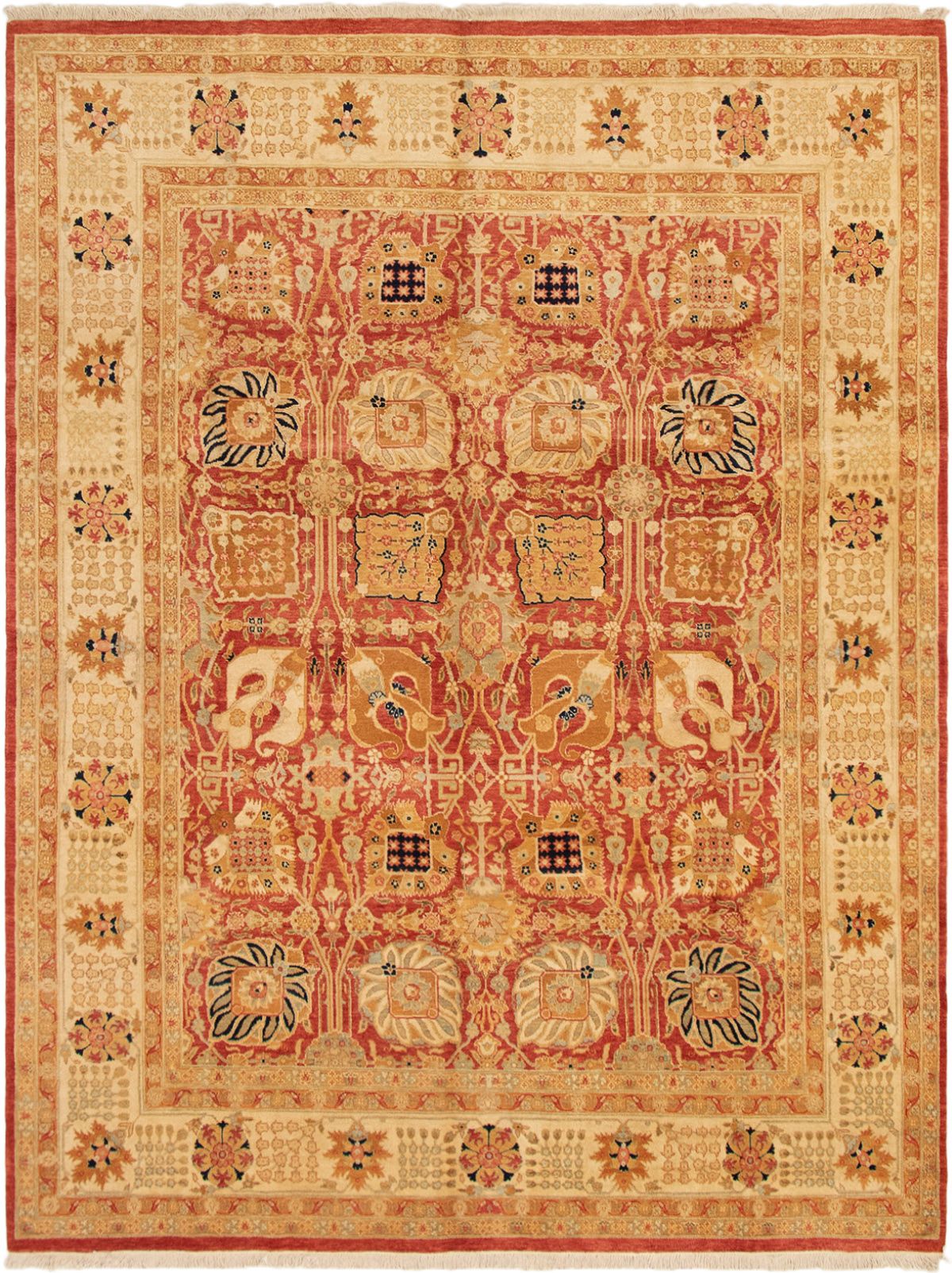Hand-knotted Pako Persian 18/20 , Red Wool Rug 8'0" x 10'5" Size: 8'0" x 10'5"  