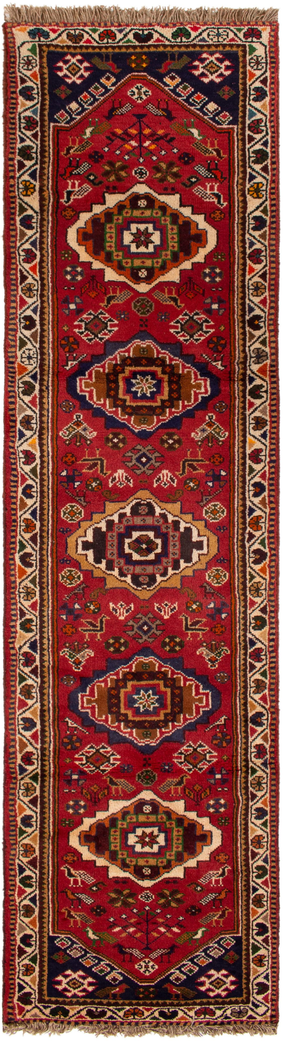Hand-knotted Shiraz  Wool Rug 2'5" x 9'6" Size: 2'5" x 9'6"  