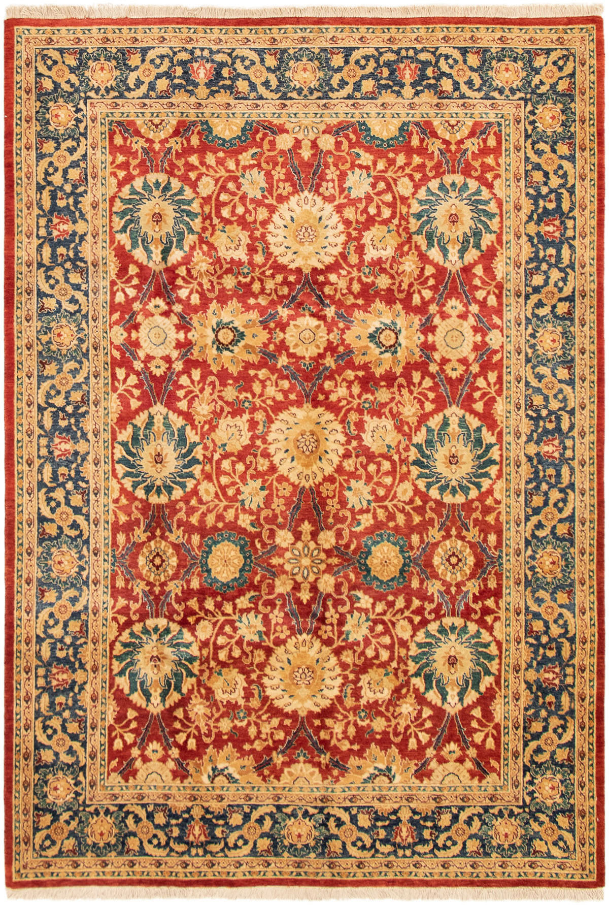 Hand-knotted Peshawar Oushak Red Wool Rug 6'1" x 8'10"  Size: 6'1" x 8'10"  