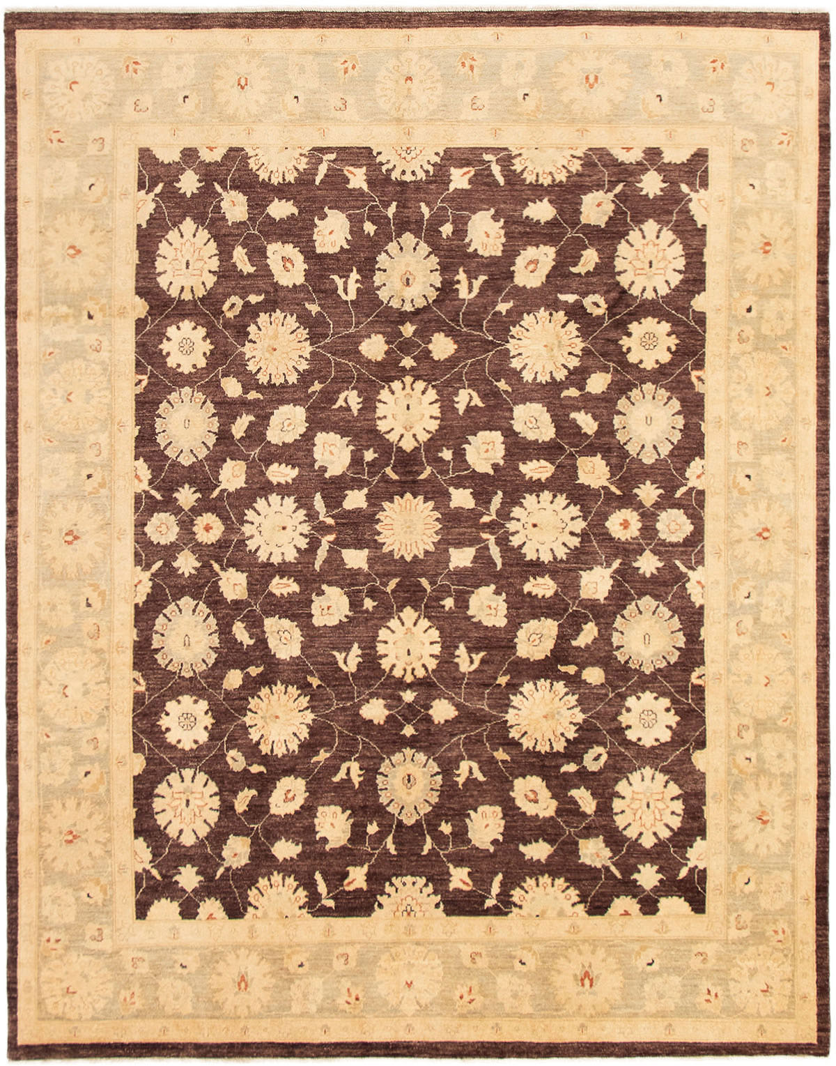 Hand-knotted Peshawar Finest Dark Brown Wool Rug 8'0" x 10'4" Size: 8'0" x 10'4"  
