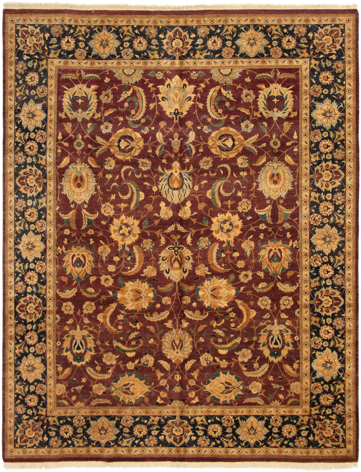 Hand-knotted Pako Persian 18/20 Dark Red Wool Rug 9'1" x 11'7" Size: 9'1" x 11'7"  