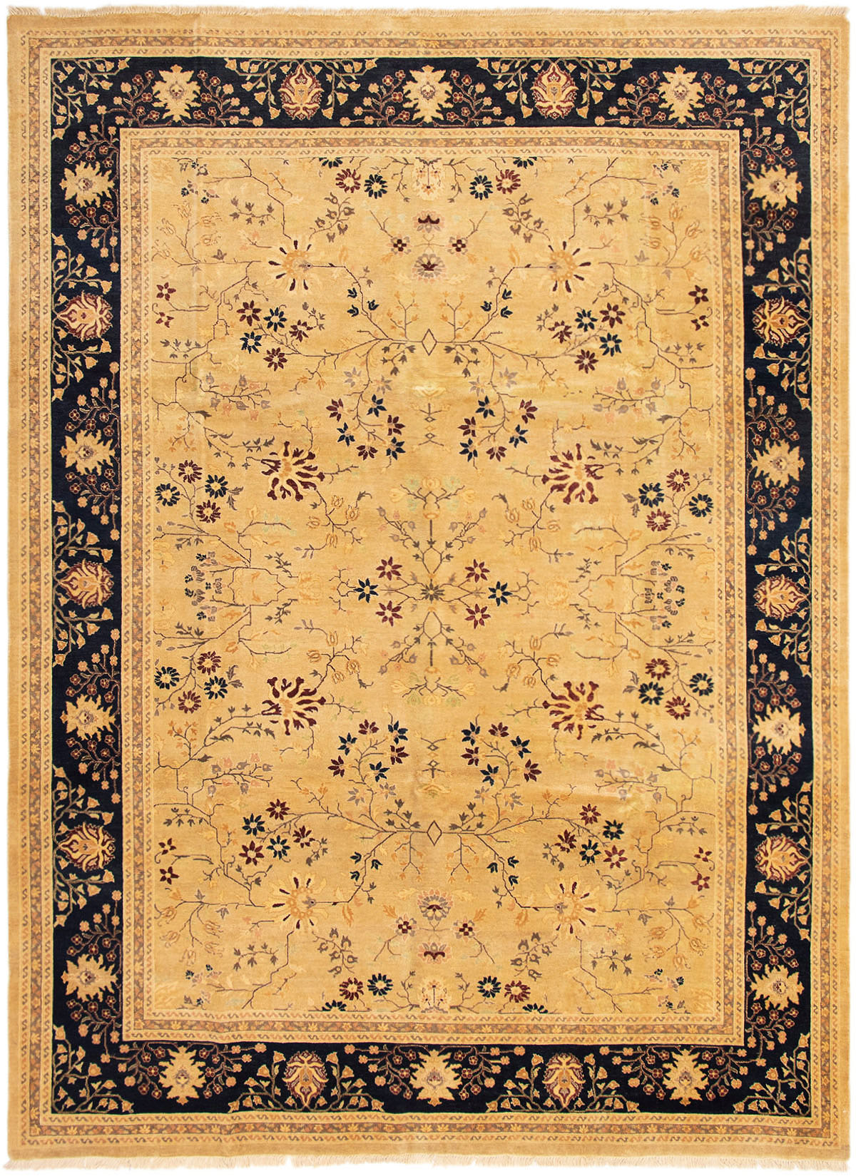 Hand-knotted Peshawar Finest Light Gold Wool Rug 9'1" x 12'5" Size: 9'1" x 12'5"  