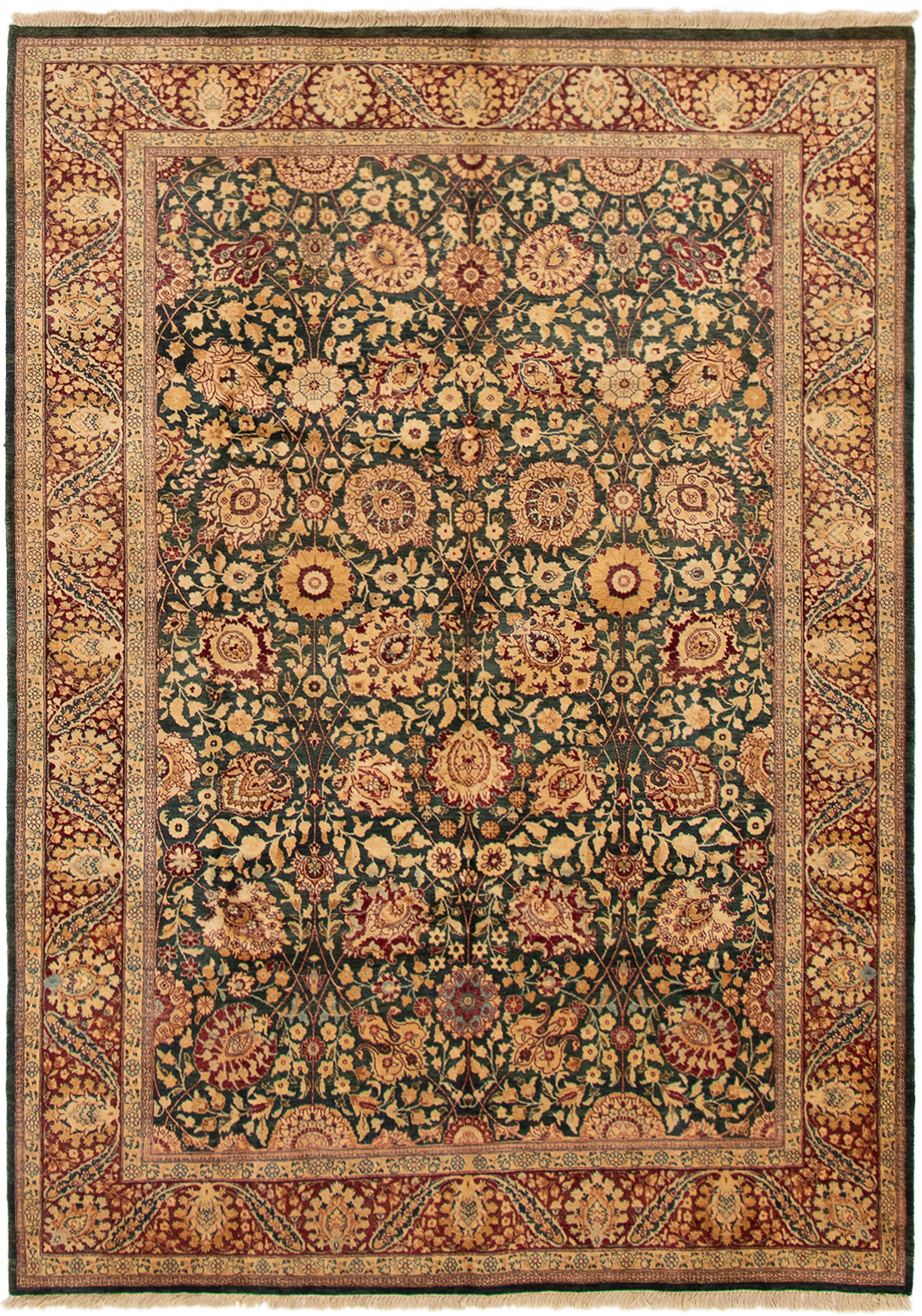 Hand-knotted Pako Persian 18/20 Dark Teal,  Wool Rug 6'2" x 8'8" Size: 6'2" x 8'8"  