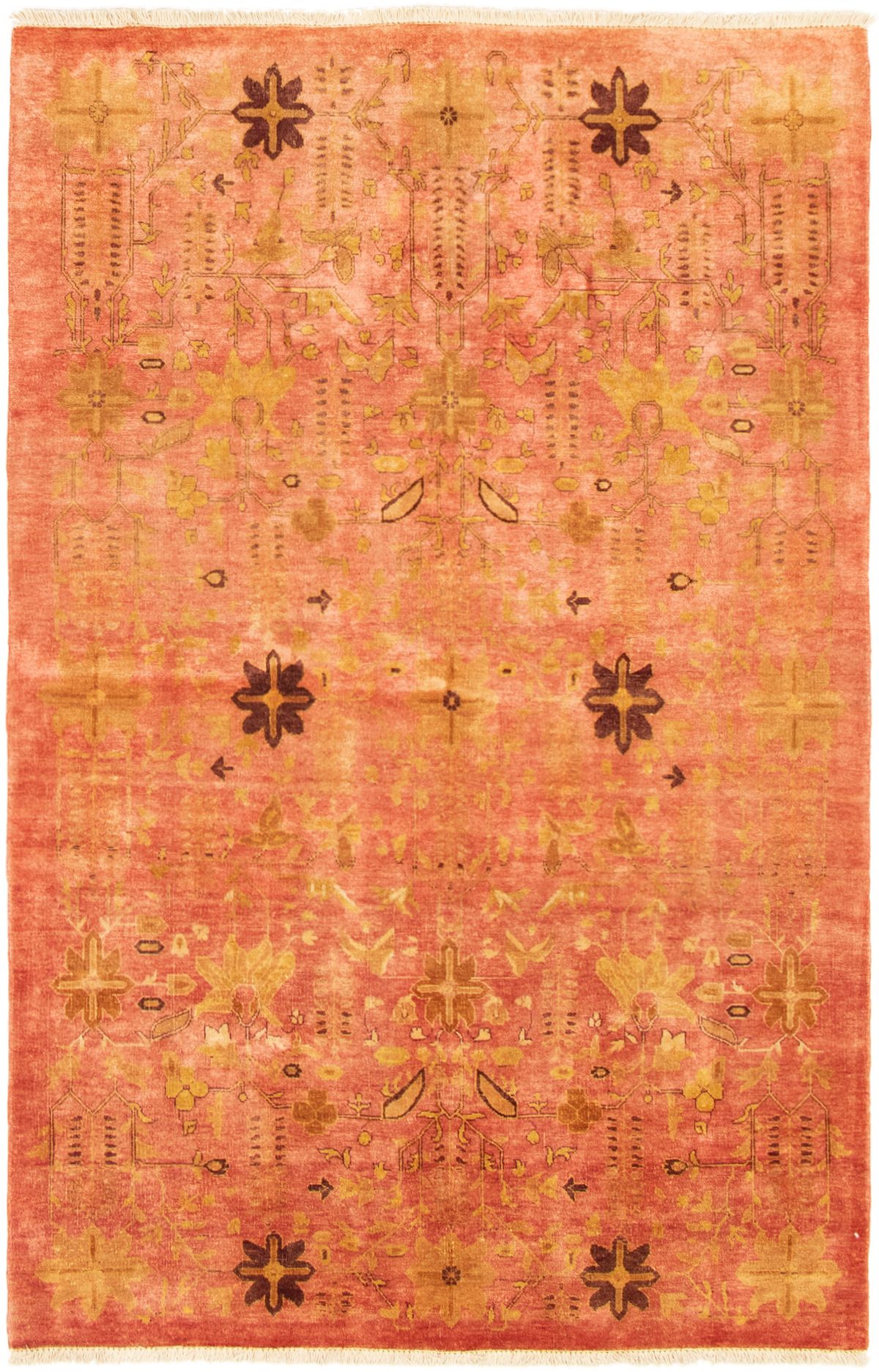 Hand-knotted Peshawar Finest Dark Copper Wool Rug 5'0" x 7'10" Size: 5'0" x 7'10"  