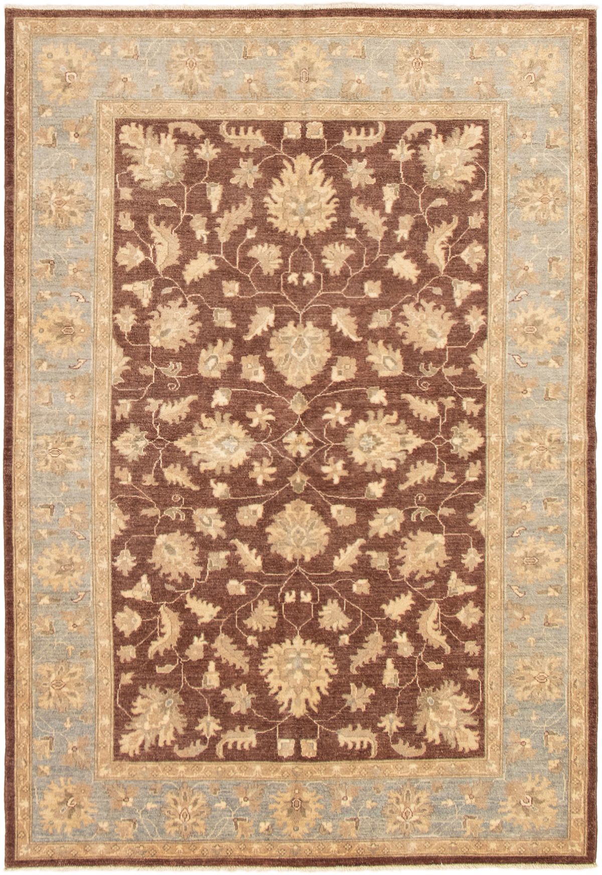 Hand-knotted Peshawar Finest Dark Brown Wool Rug 6'1" x 9'0" Size: 6'1" x 9'0"  