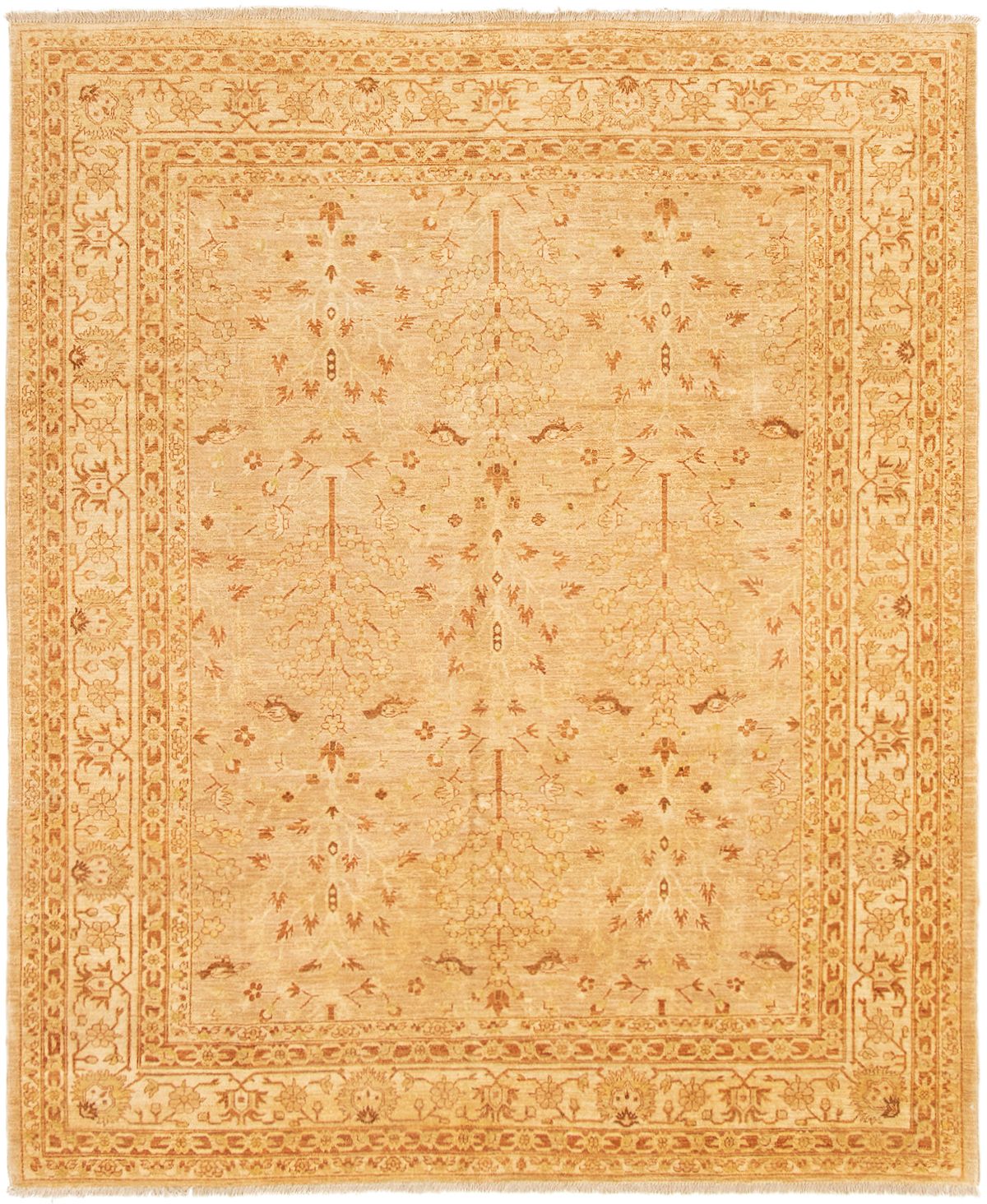 Hand-knotted Chobi Finest Tan Wool Rug 8'0" x 9'9" Size: 8'0" x 9'9"  