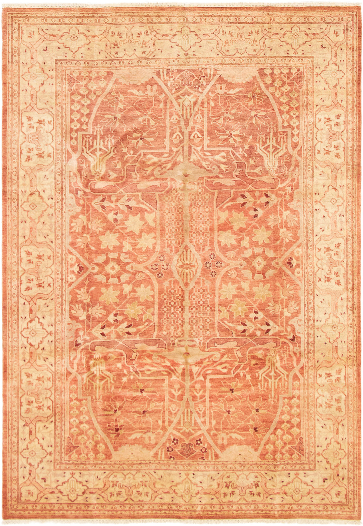Hand-knotted Peshawar Oushak Dark Copper Wool Rug 6'0" x 8'8"  Size: 6'0" x 8'8"  