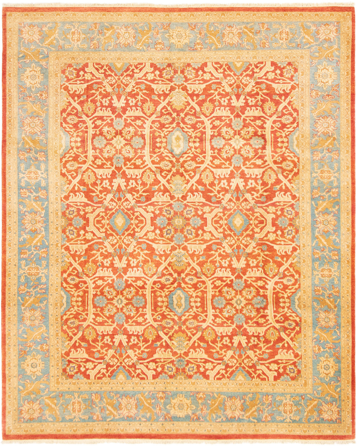 Hand-knotted Peshawar Oushak Red Wool Rug 8'3" x 10'1" Size: 8'3" x 10'1"  