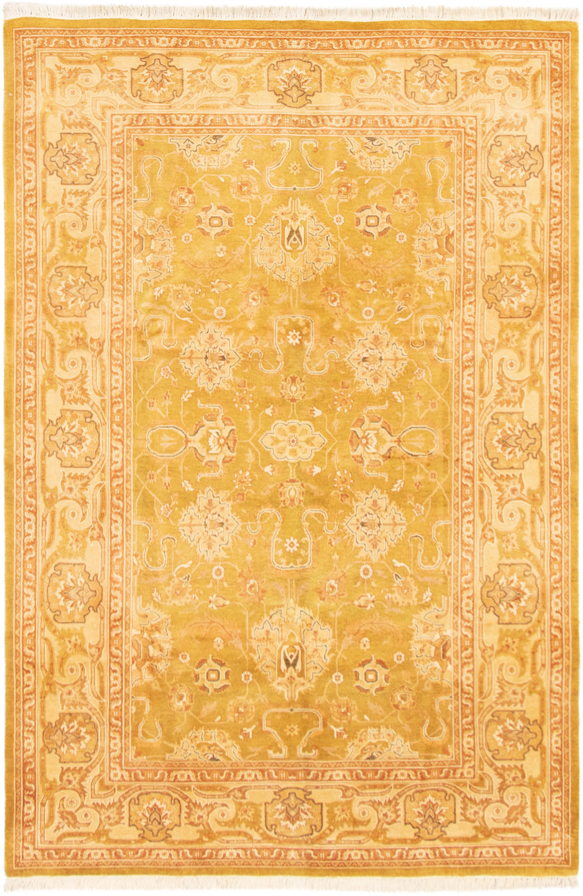 Hand-knotted Peshawar Oushak Dark Gold Wool Rug 6'1" x 9'0" Size: 6'1" x 9'0"  