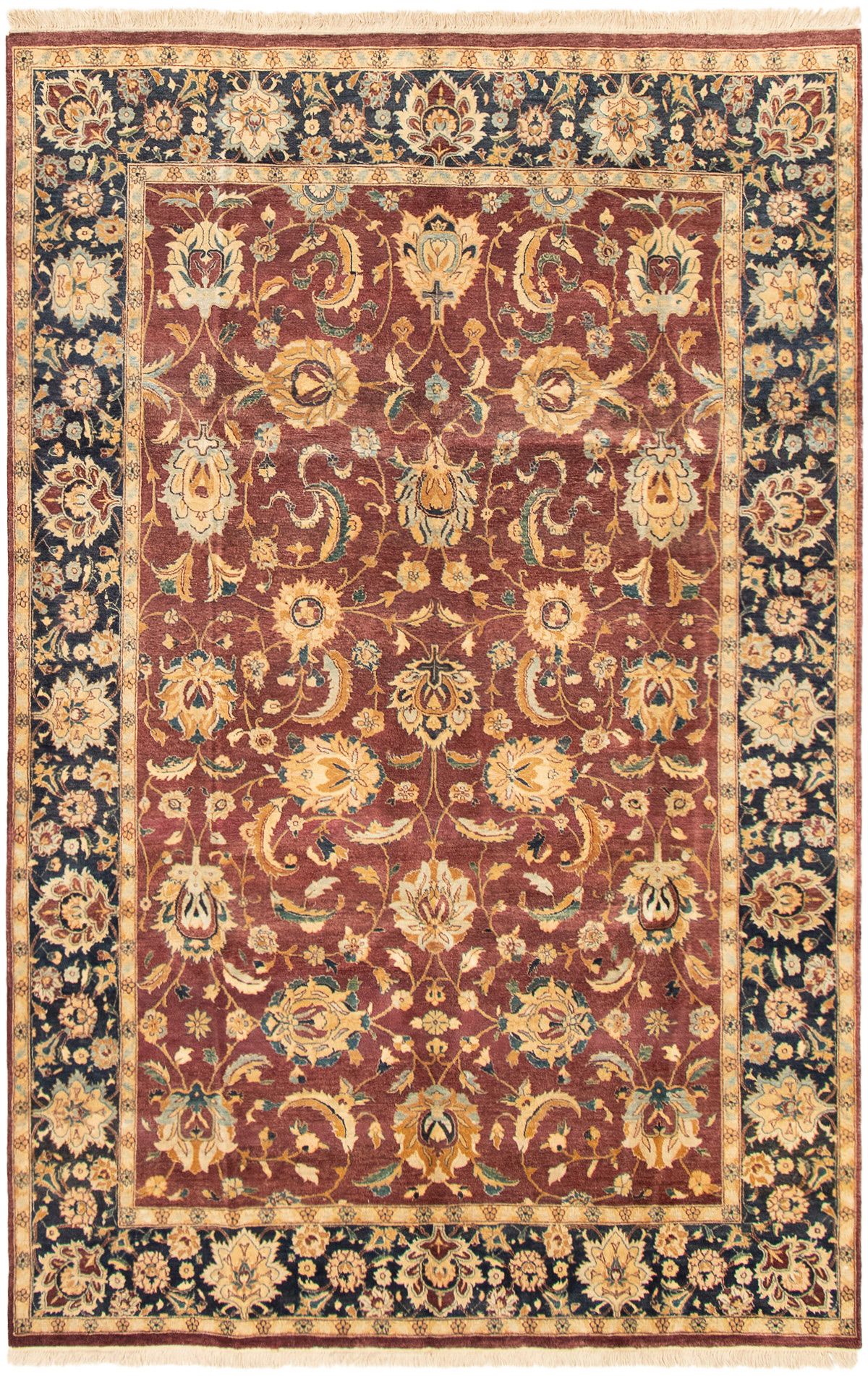 Hand-knotted Pako Persian 18/20 Dark Red Wool Rug 5'10" x 9'1" Size: 5'10" x 9'1"  