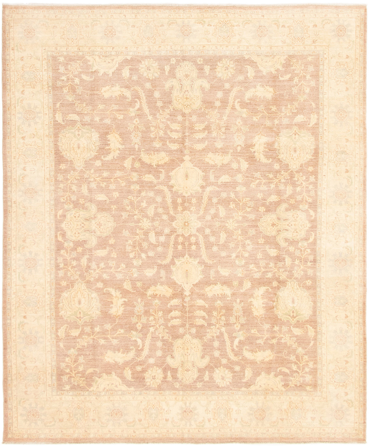 Hand-knotted Peshawar Finest Brown Wool Rug 8'2" x 9'10" Size: 8'2" x 9'10"  