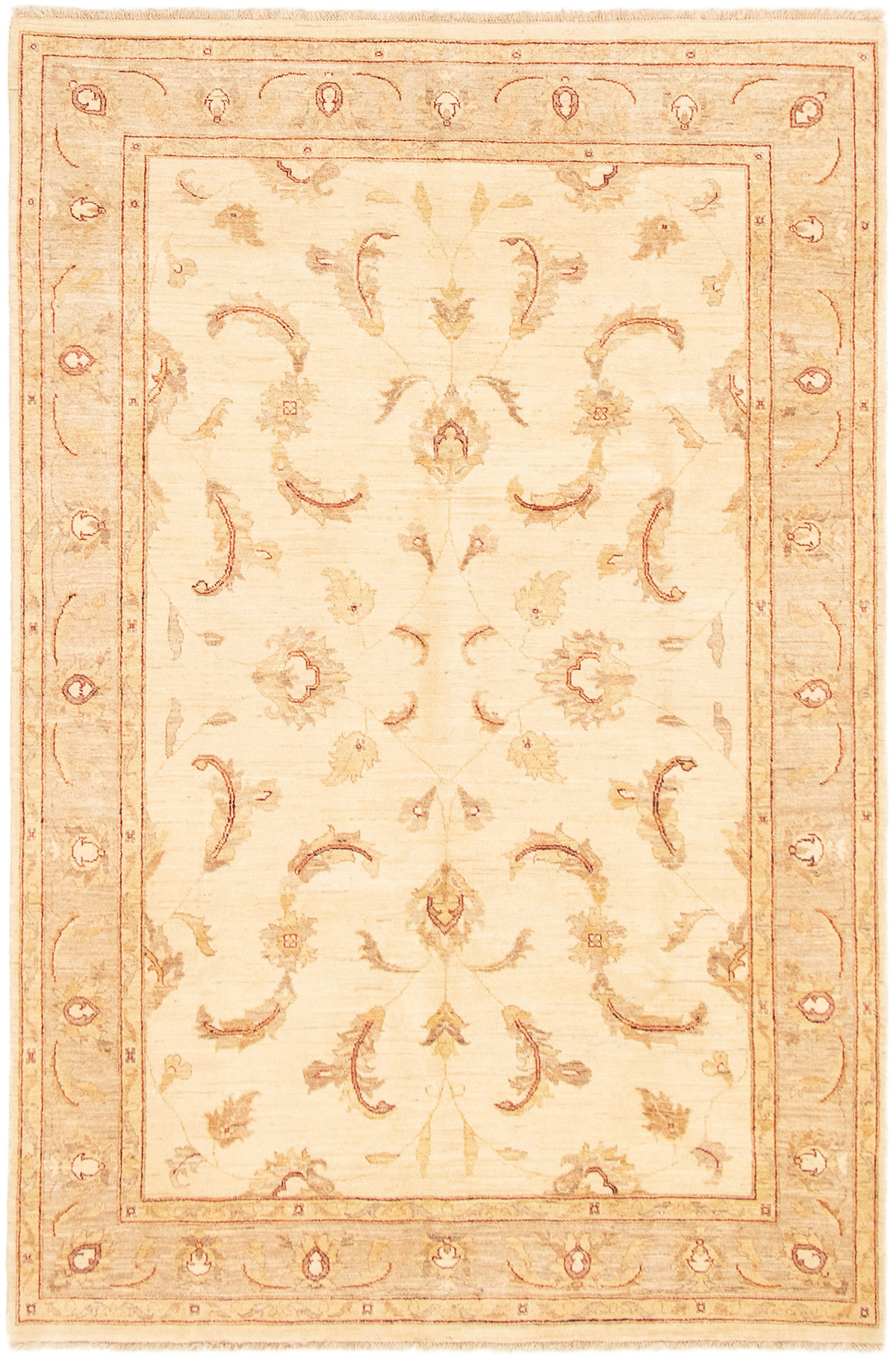 Hand-knotted Chobi Finest Ivory Wool Rug 6'0" x 9'0" Size: 6'0" x 9'0"  