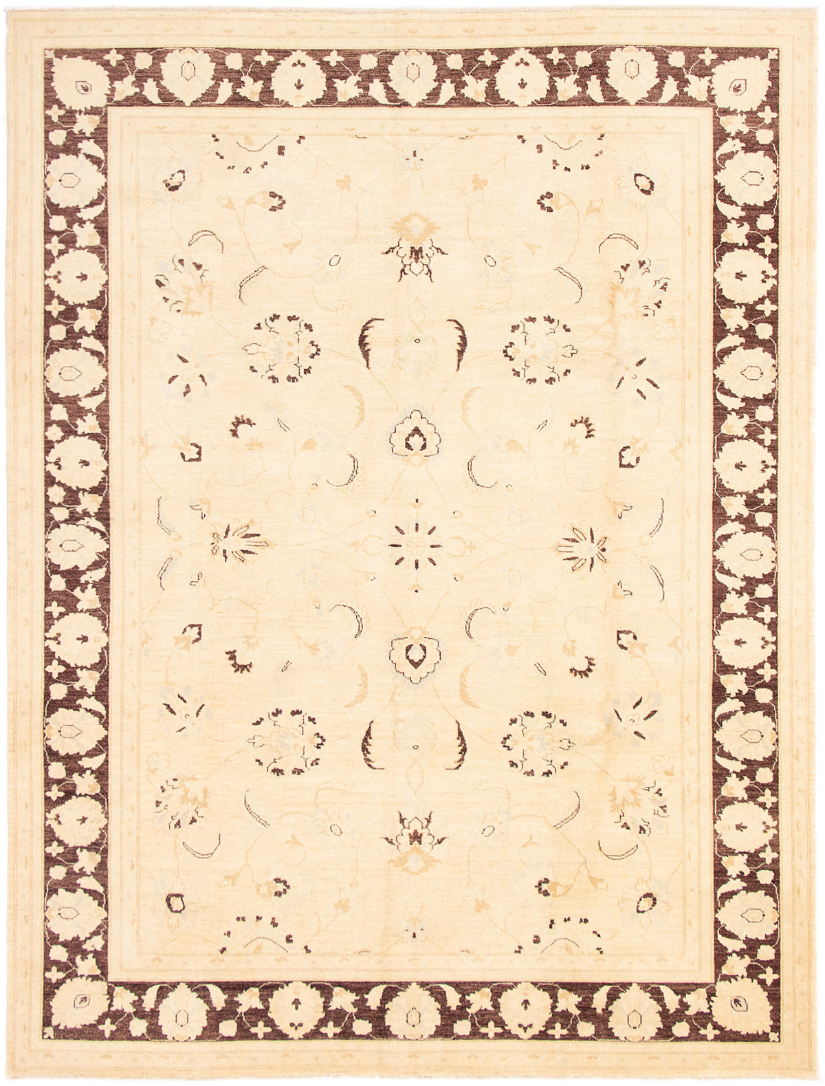 Hand-knotted Chobi Finest Ivory Wool Rug 8'10" x 11'8" Size: 8'10" x 11'8"  