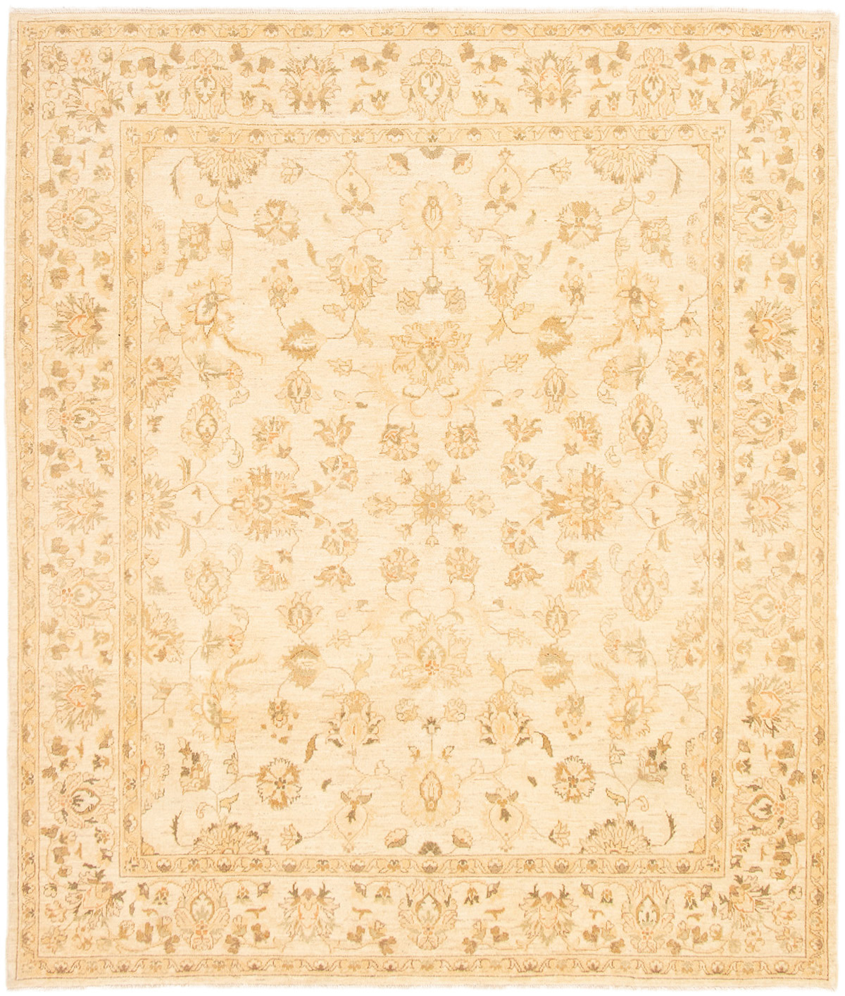 Hand-knotted Chobi Finest Ivory Wool Rug 8'3" x 9'10" Size: 8'3" x 9'10"  