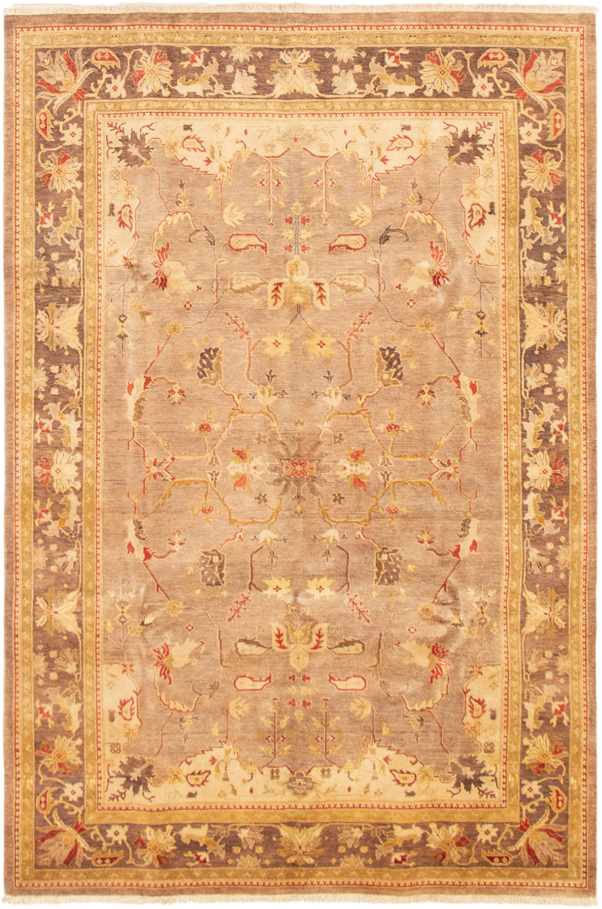 Hand-knotted Peshawar Oushak Brown Wool Rug 6'0" x 9'0" Size: 6'0" x 9'0"  