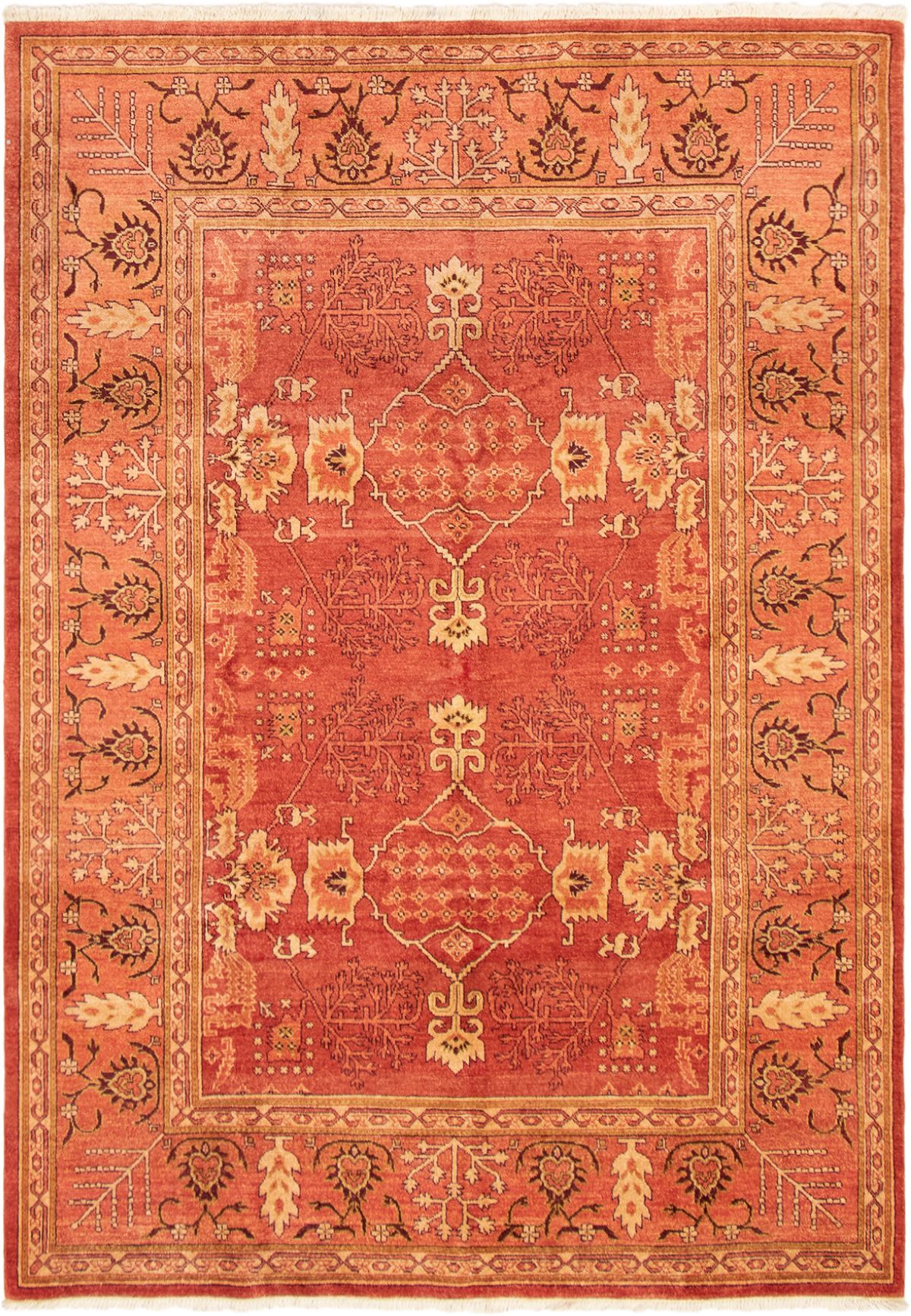 Hand-knotted Peshawar Oushak Dark Copper Wool Rug 6'3" x 8'10" Size: 6'3" x 8'10"  