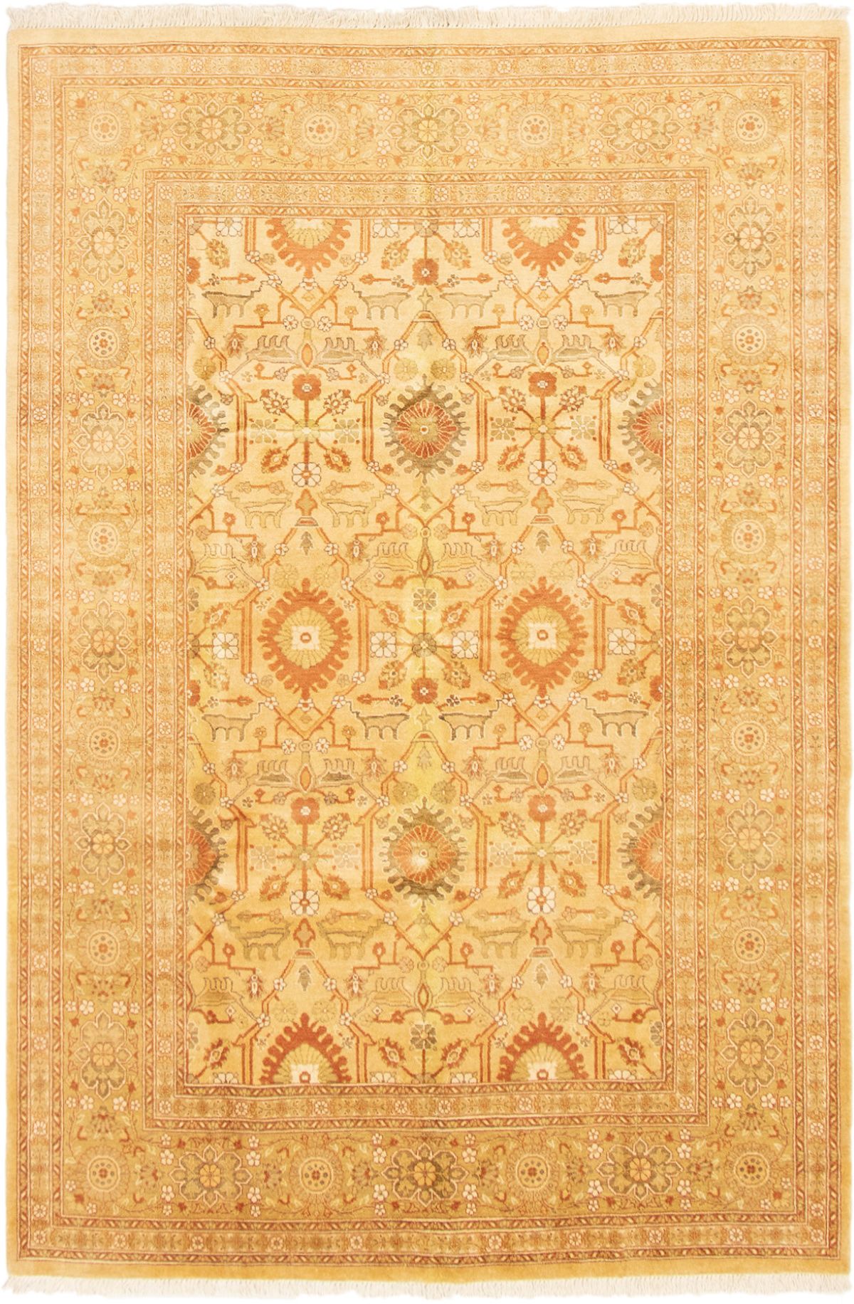 Hand-knotted Peshawar Finest Ivory Wool Rug 6'0" x 9'0" Size: 6'0" x 9'0"  