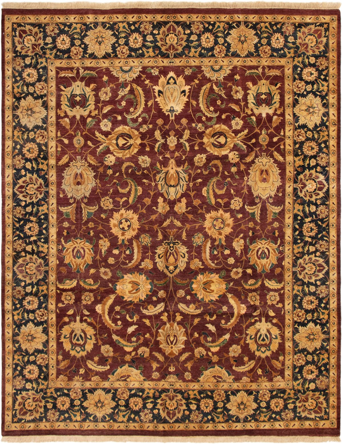 Hand-knotted Pako Persian 18/20 Burgundy Wool Rug 8'1" x 10'3" Size: 8'1" x 10'3"  