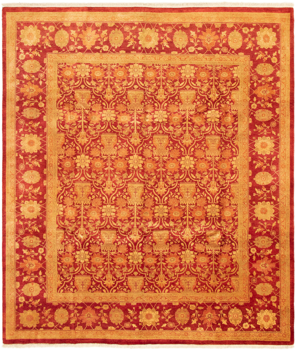 Hand-knotted Peshawar Oushak Red Wool Rug 8'2" x 9'6" Size: 8'2" x 9'6"  