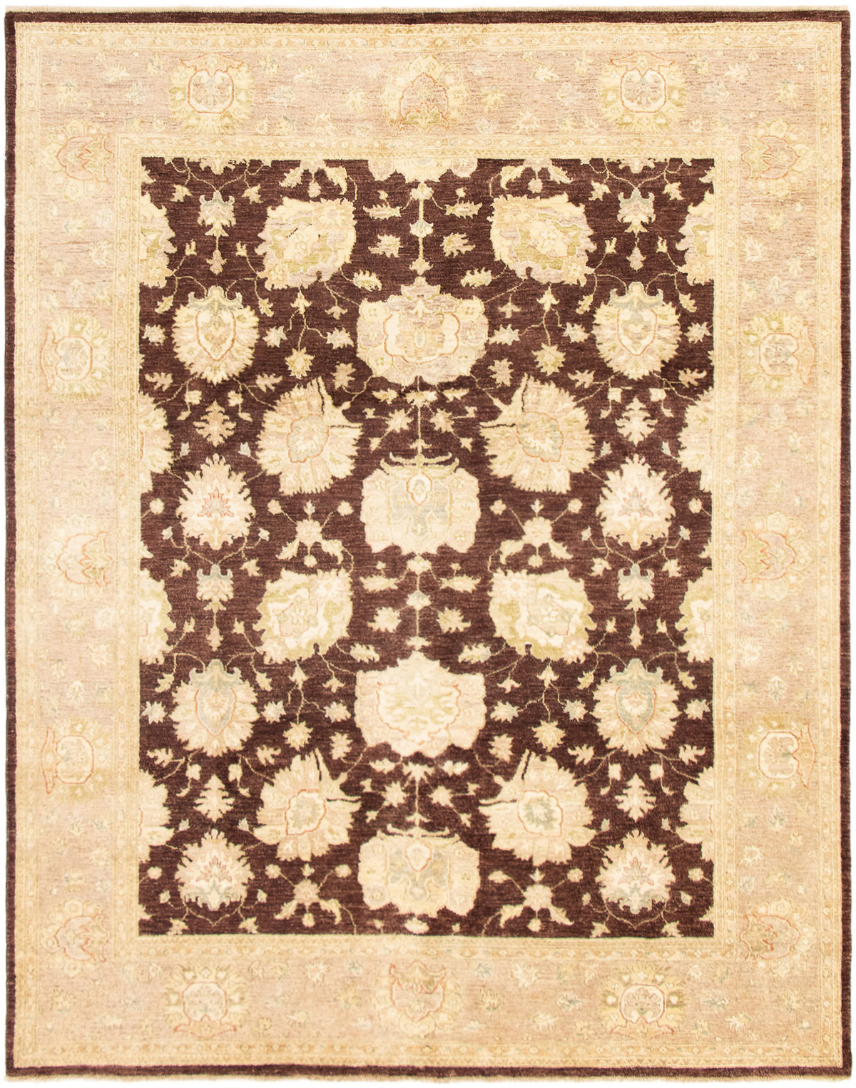 Hand-knotted Peshawar Finest Dark Brown Wool Rug 8'0" x 10'0" Size: 8'0" x 10'0"  