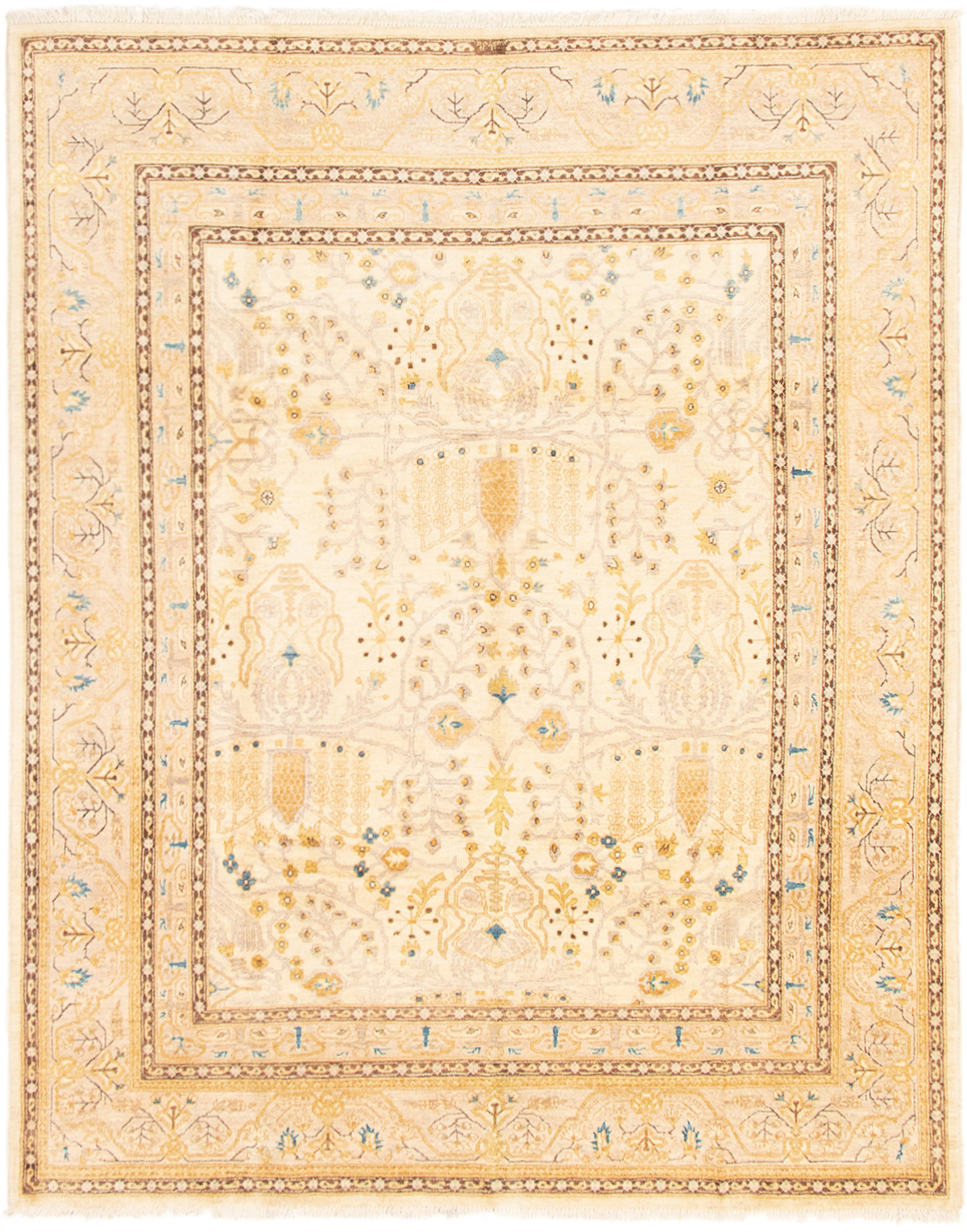 Hand-knotted Peshawar Finest Cream Wool Rug 8'2" x 10'3" Size: 8'2" x 10'3"  