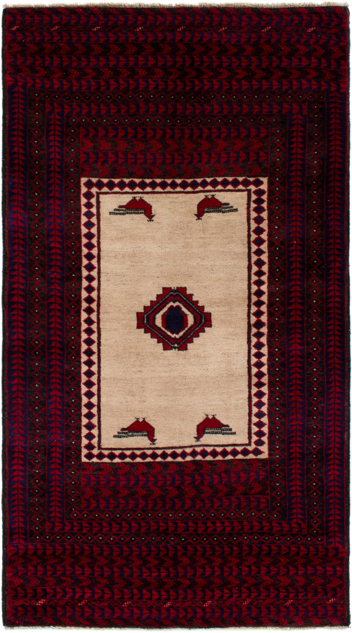 Hand-knotted Finest Baluch  Wool Rug 3'7" x 7'3" Size: 3'7" x 7'3"  