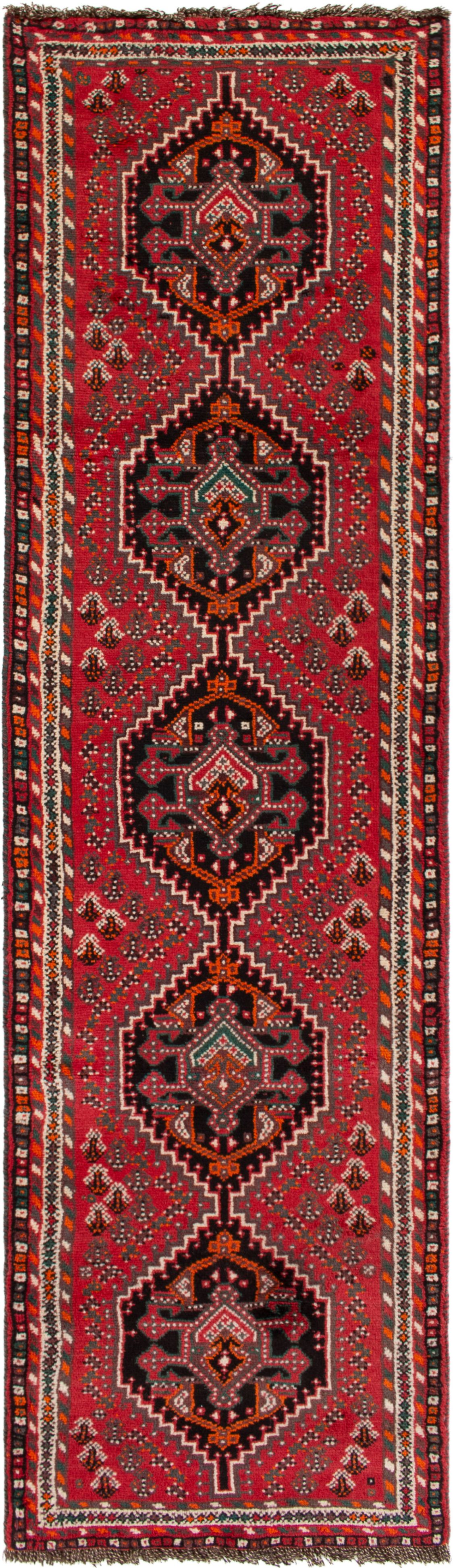 Hand-knotted Shiraz  Wool Rug 2'8" x 9'10" Size: 2'7" x 9'10"  