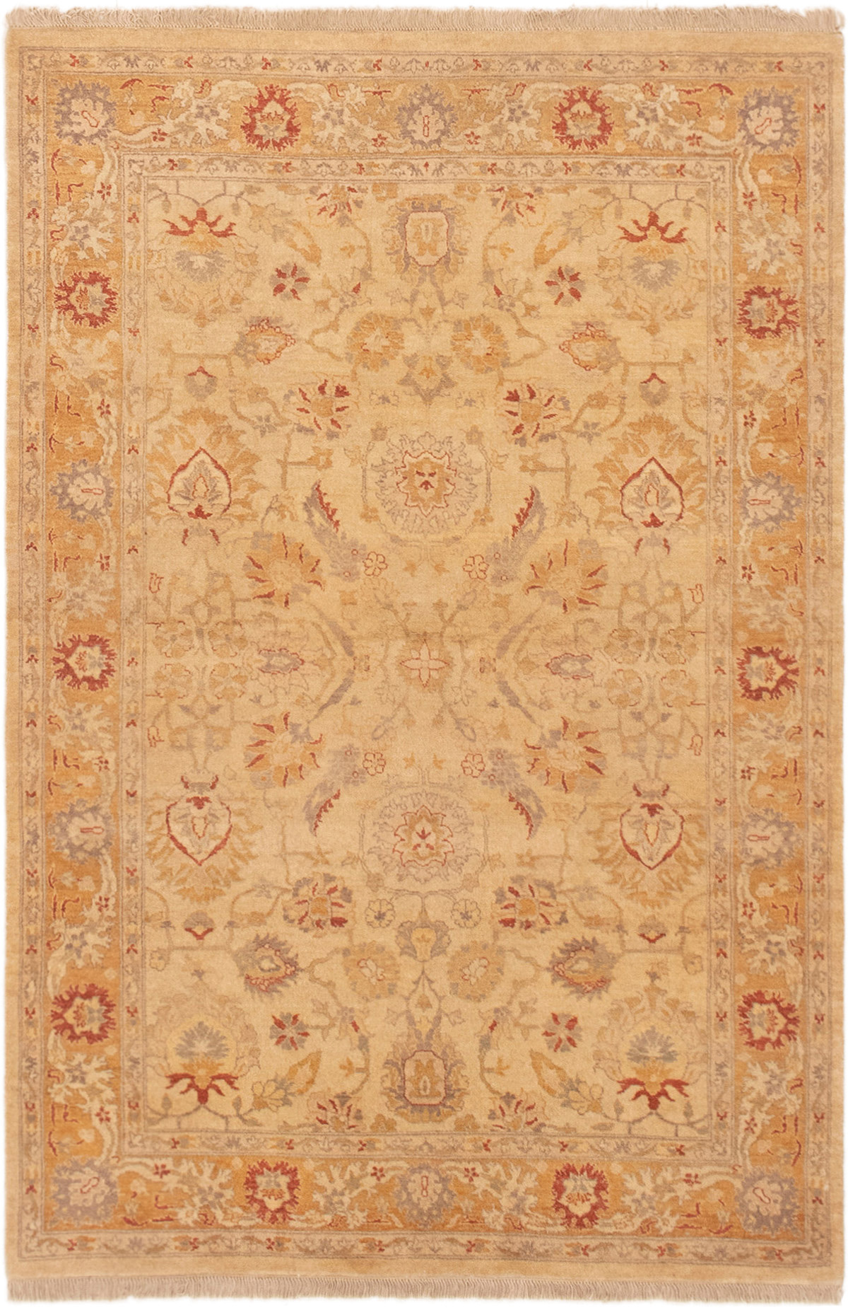 Hand-knotted Pako Persian 18/20 Cream Wool Rug 4'1" x 6'2" Size: 4'1" x 6'2"  
