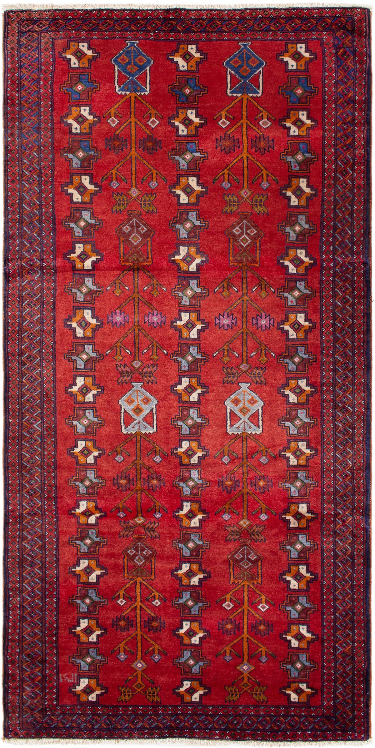 Hand-knotted Finest Baluch  Wool Rug 4'0" x 8'4" Size: 4'0" x 8'4"  