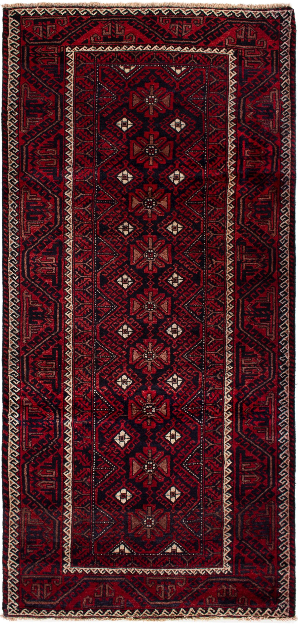 Hand-knotted Finest Baluch  Wool Rug 3'8" x 9'7" Size: 3'8" x 9'7"  