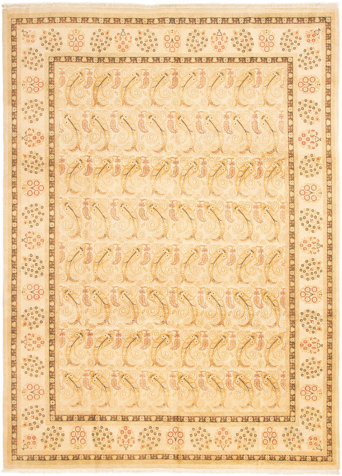 Hand-knotted Peshawar Finest Cream Wool Rug 9'2" x 12'5" Size: 9'2" x 12'5"  