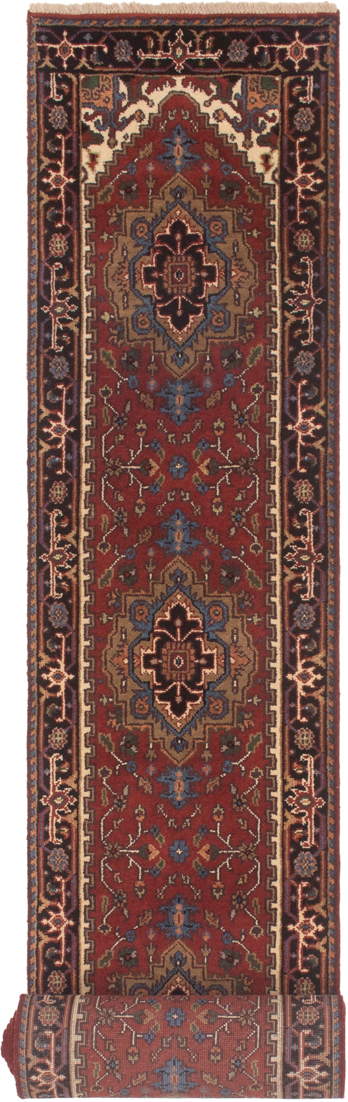 Hand-knotted Serapi Heritage Dark Red Wool Rug 2'6" x 19'10"  Size: 2'6" x 19'10"  