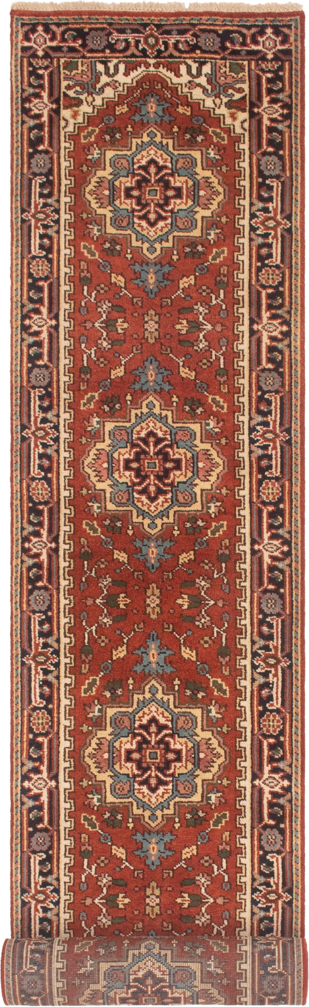 Hand-knotted Serapi Heritage Dark Copper Wool Rug 2'6" x 15'11"  Size: 2'6" x 15'11"  
