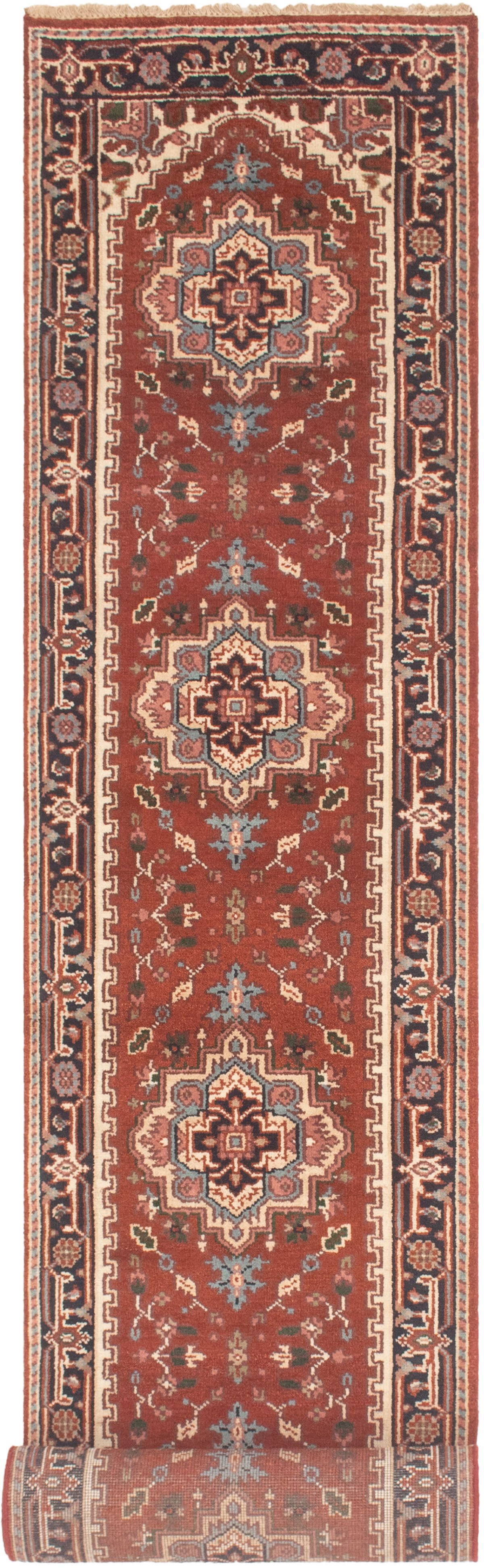 Hand-knotted Serapi Heritage Dark Copper Wool Rug 2'6" x 15'9" Size: 2'6" x 15'9"  